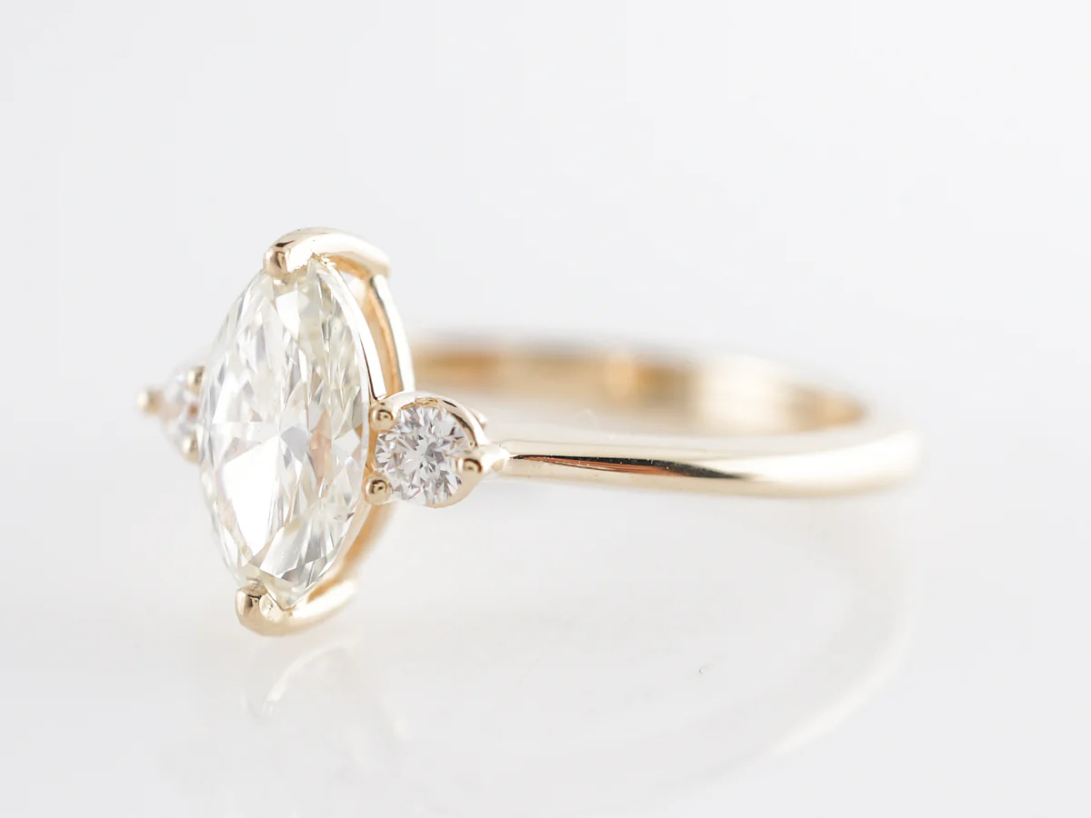 Solitaire Marquise Cut Diamond Engagement Ring in Yellow Gold - Image 2