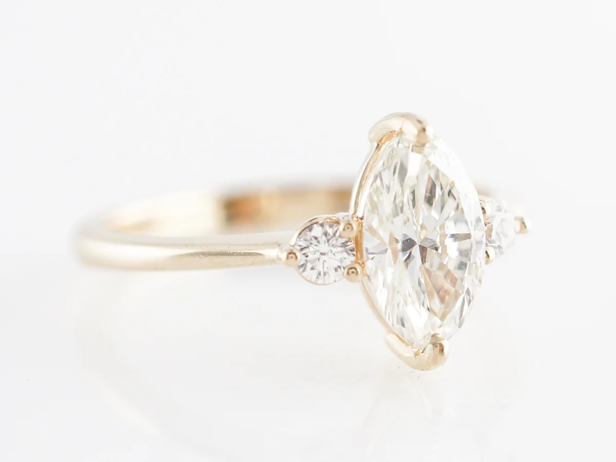 Solitaire Marquise Cut Diamond Engagement Ring in Yellow Gold - Image 3