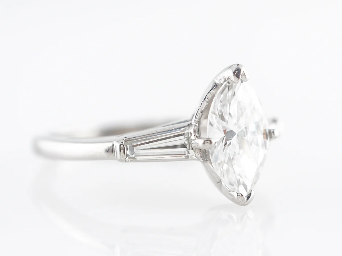 Solitaire Marquise Diamond Engagement Ring in Platinum - Image 3