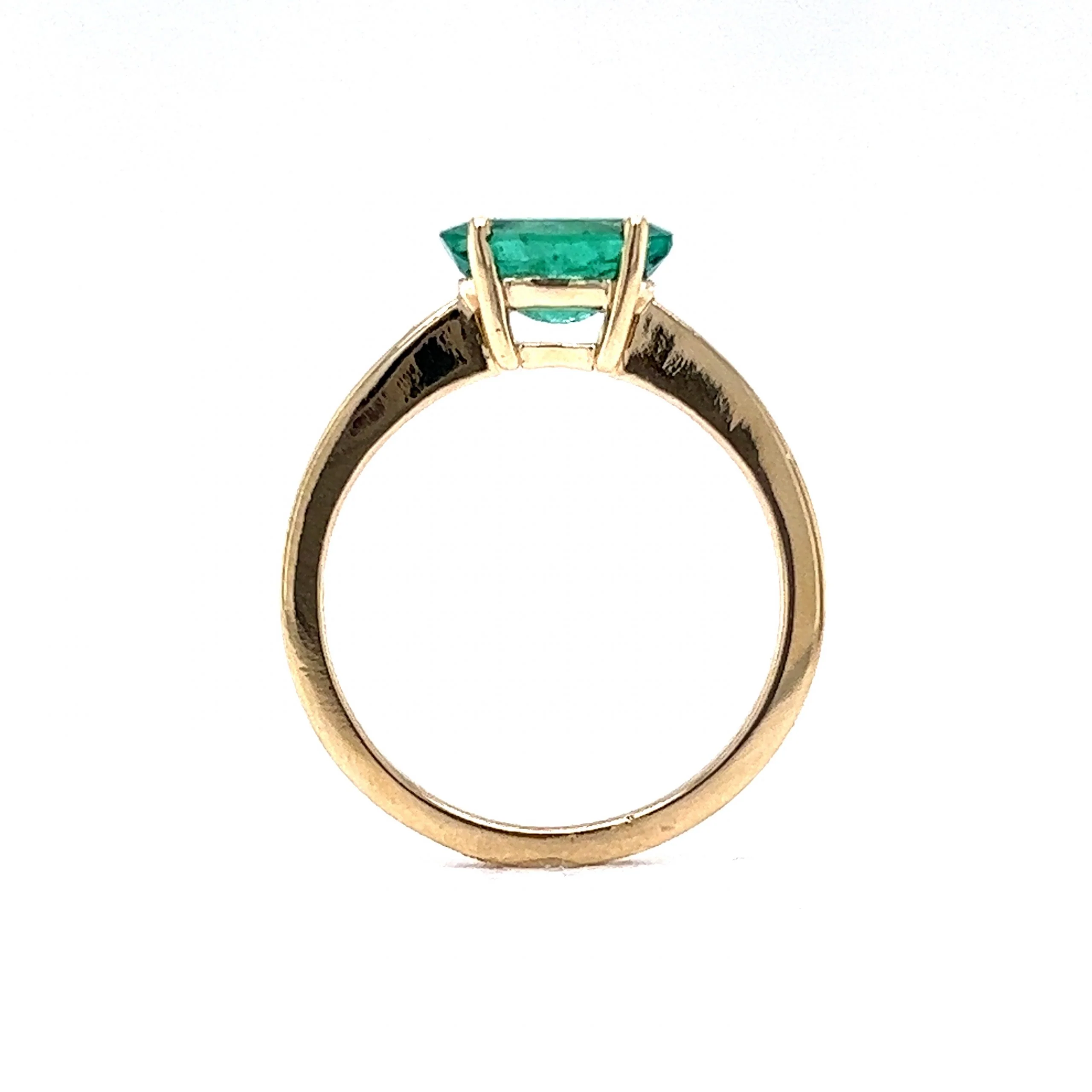 Solitaire Oval Cut Emerald Ring in 14k Yellow Gold - Image 4