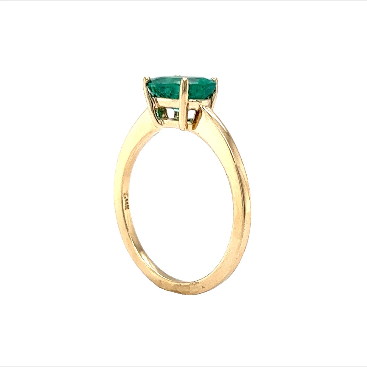 Solitaire Oval Cut Emerald Ring in 14k Yellow Gold - Image 5