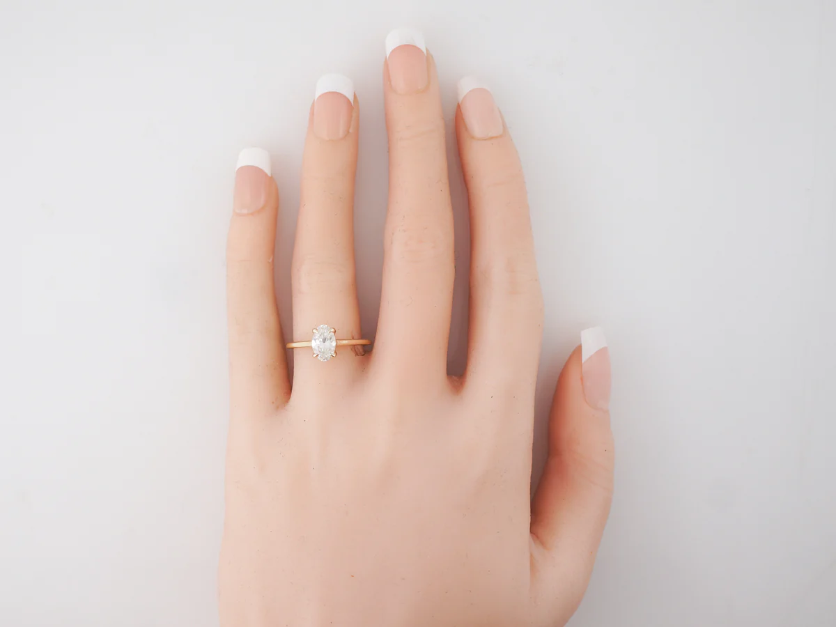 Solitaire Oval Diamond Engagement Ring in Yellow Gold - Image 5