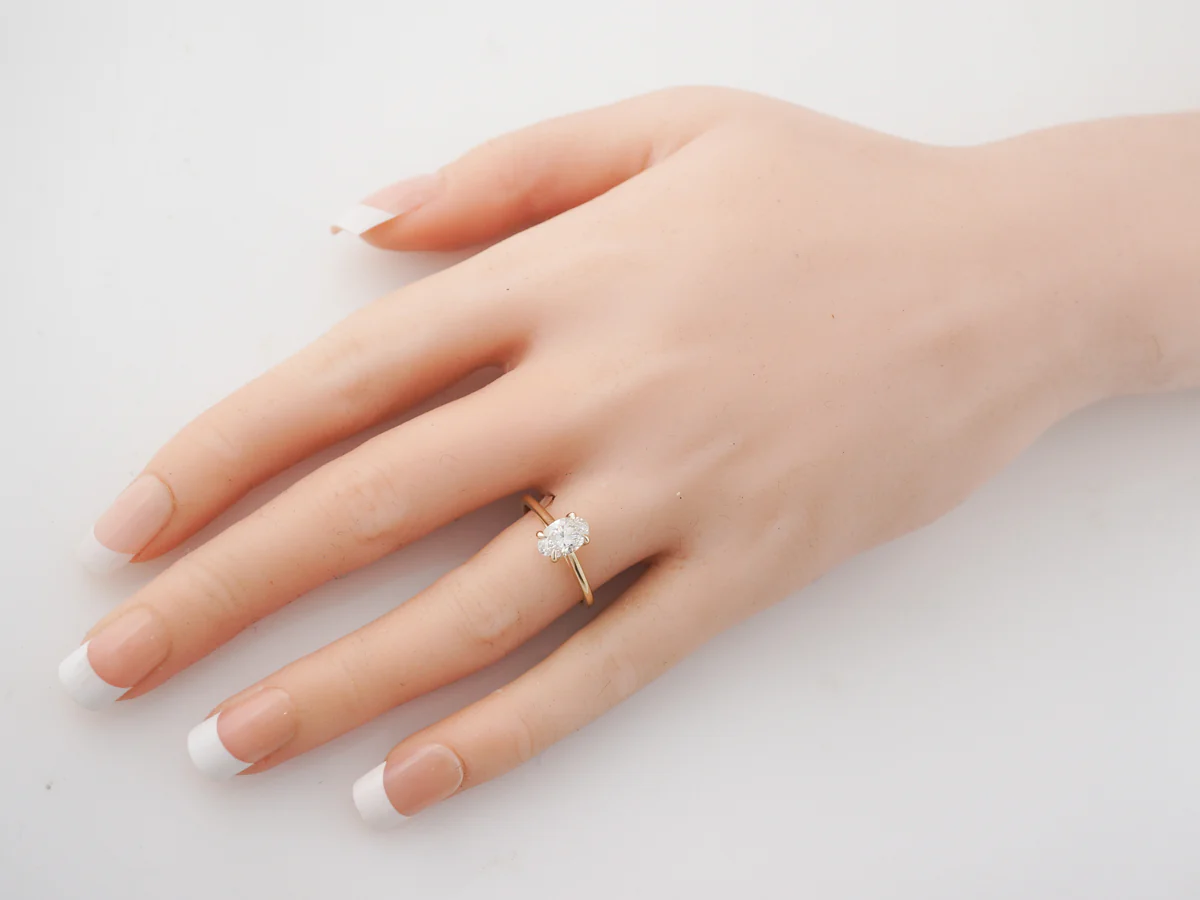 Solitaire Oval Diamond Engagement Ring in Yellow Gold - Image 6