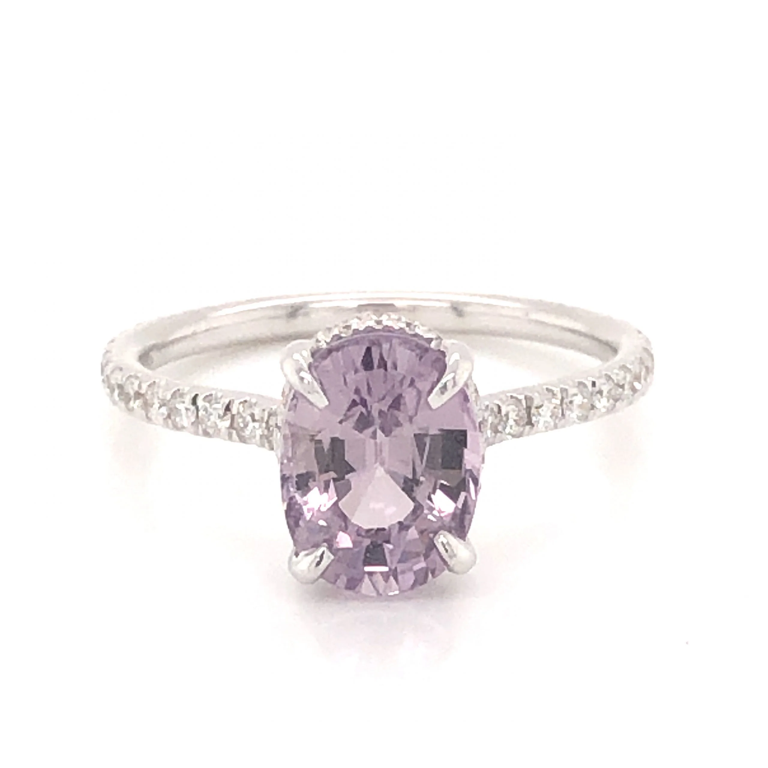 Solitaire Pink Morganite Engagement Ring in 18k White Gold