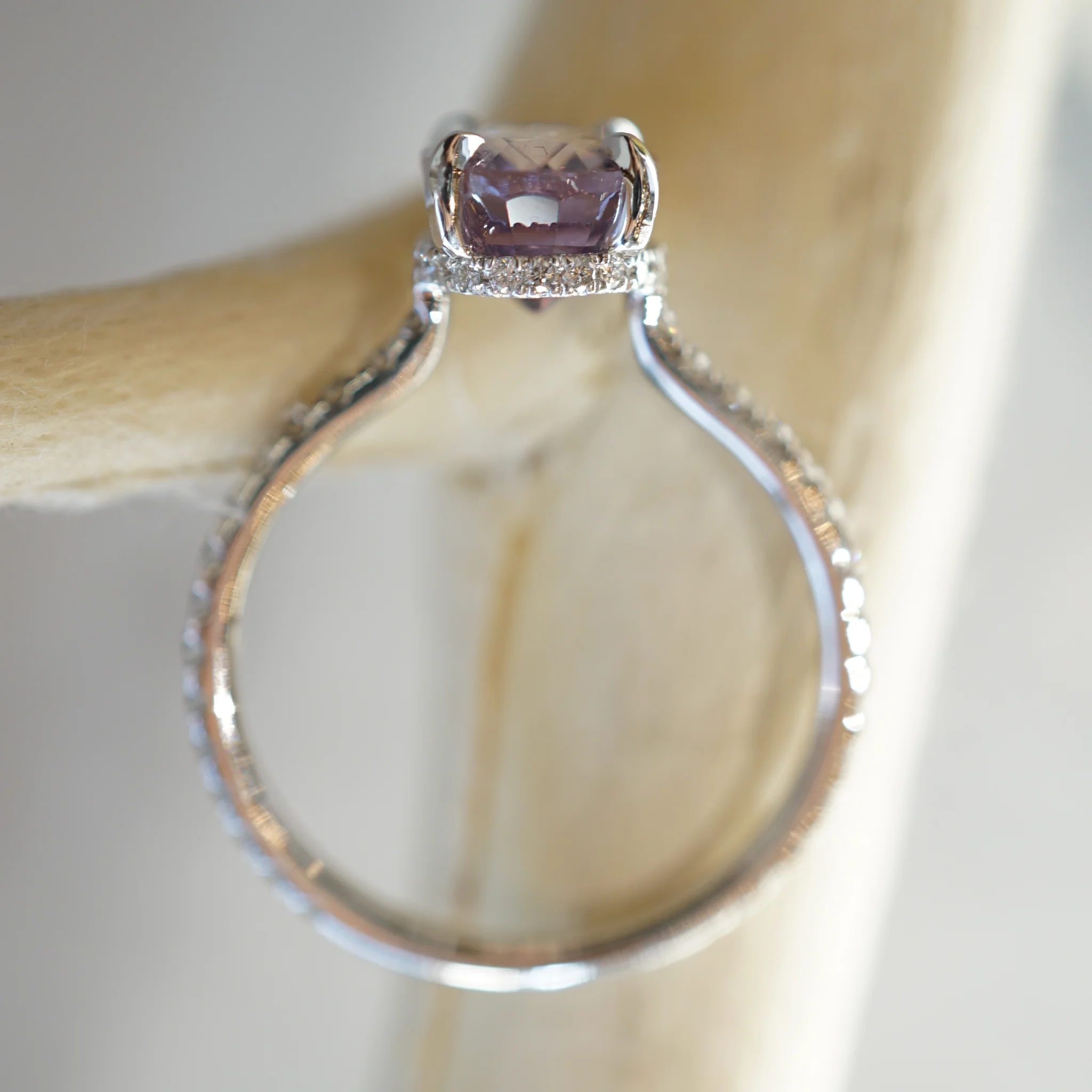 Solitaire Pink Morganite Engagement Ring in 18k White Gold - Image 5