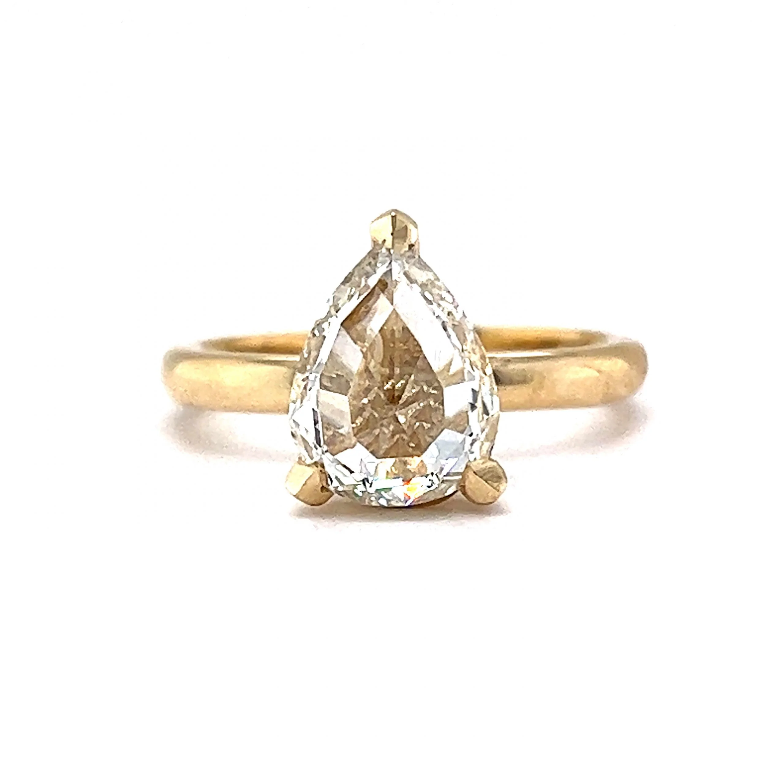 1.72 Solitaire Rose Pear Cut Diamond Engagement Ring in 14k Gold