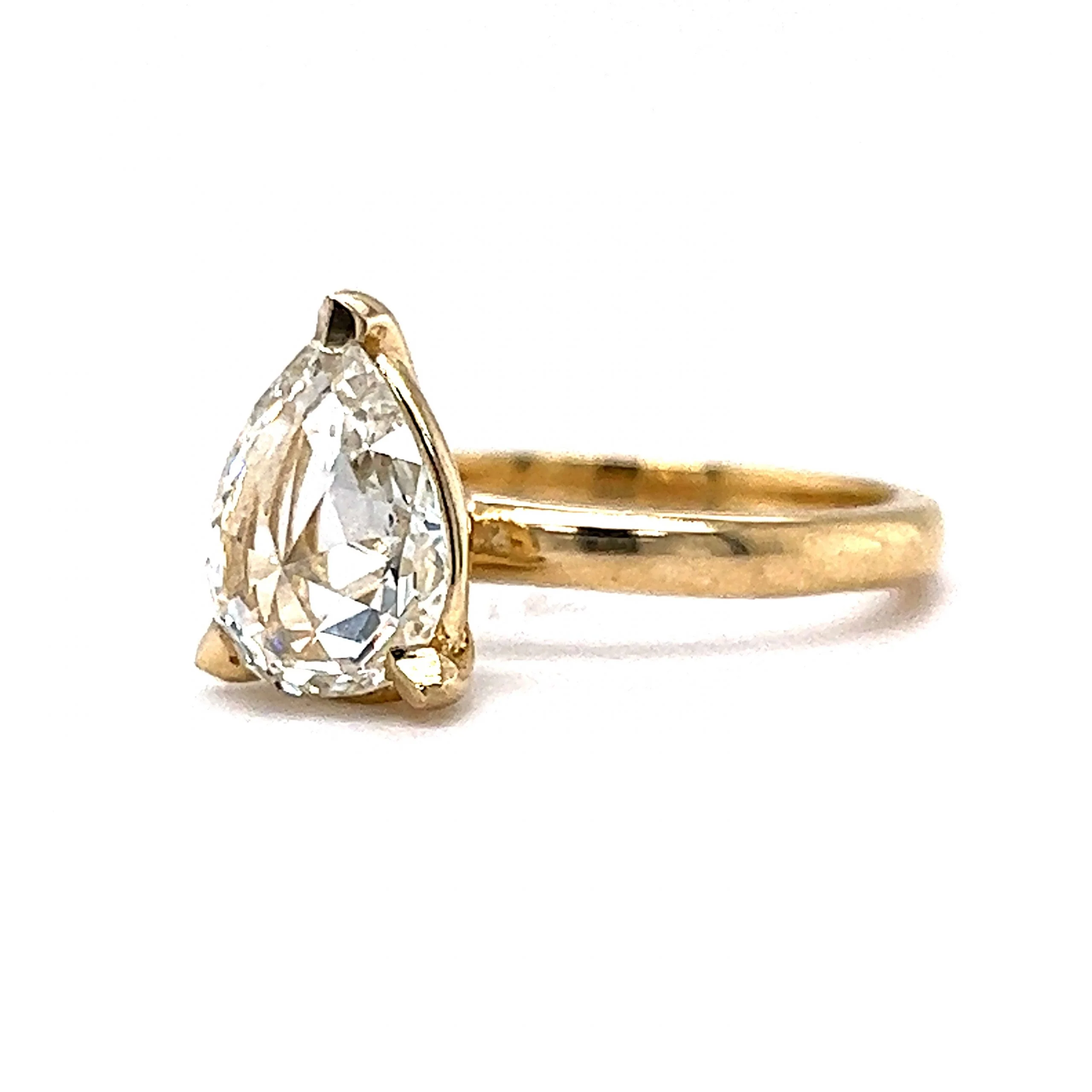 1.72 Solitaire Rose Pear Cut Diamond Engagement Ring in 14k Gold - Image 2
