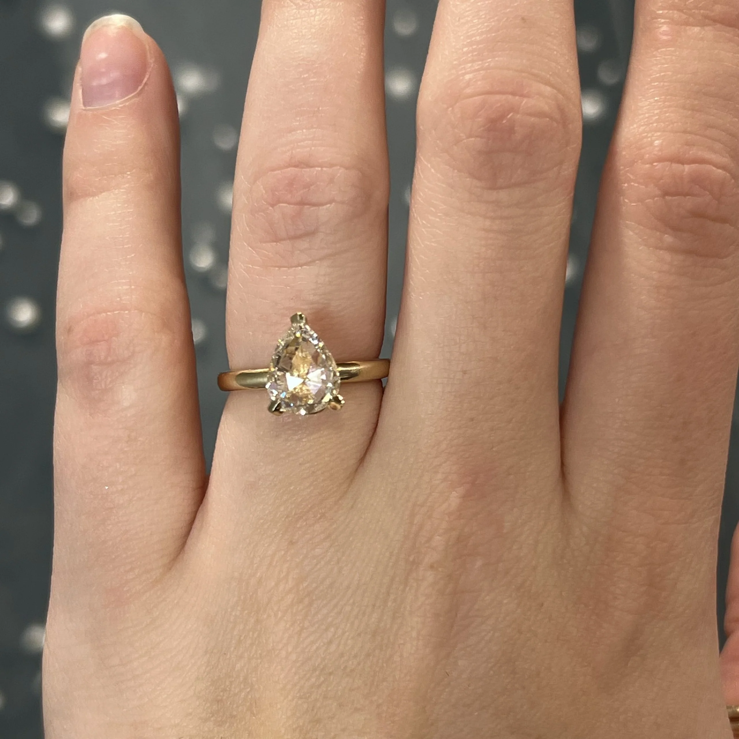 1.72 Solitaire Rose Pear Cut Diamond Engagement Ring in 14k Gold - Image 6