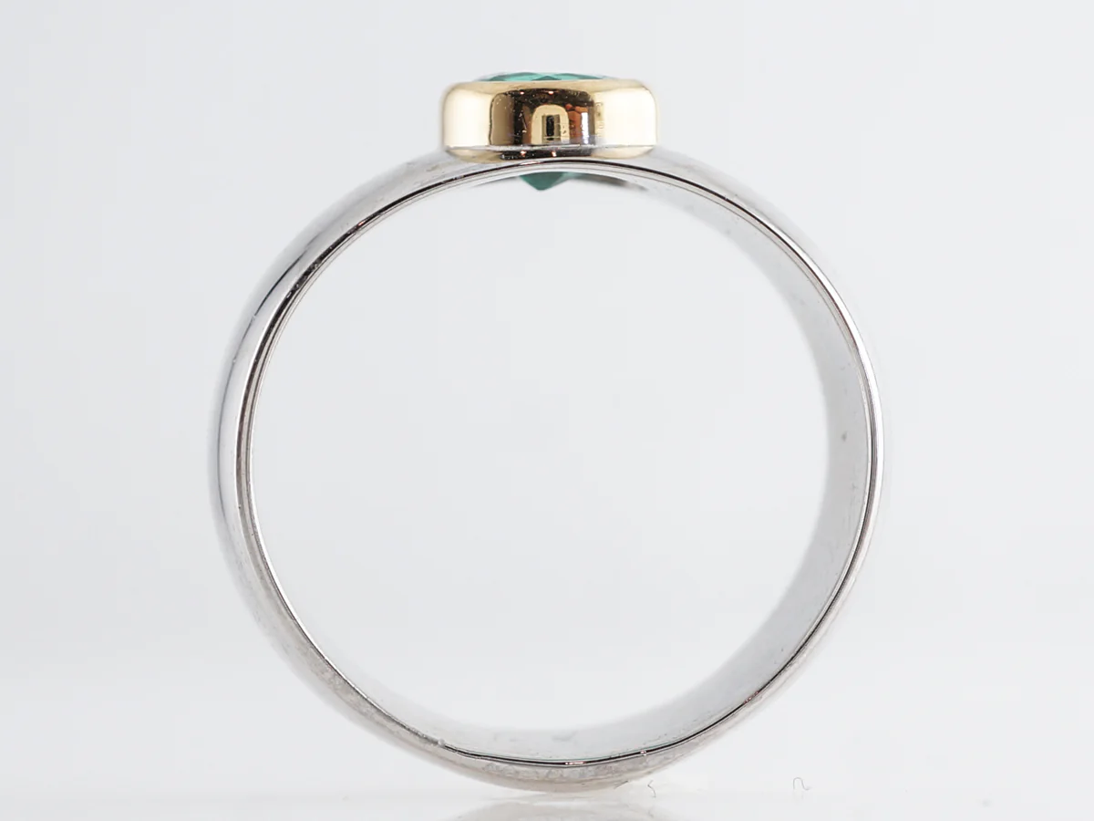 Solitaire Two-Tone Emerald Ring in 14k White Gold - Image 3