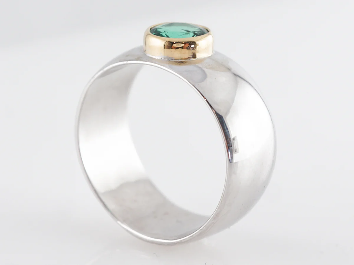 Solitaire Two-Tone Emerald Ring in 14k White Gold - Image 4