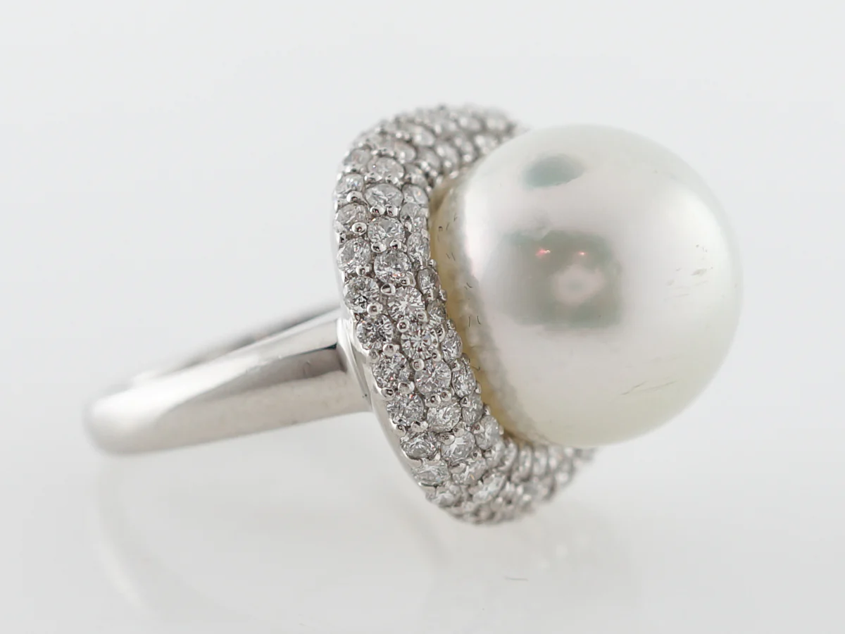 South Sea Pearl & Diamond Ring in Platinum - Image 3
