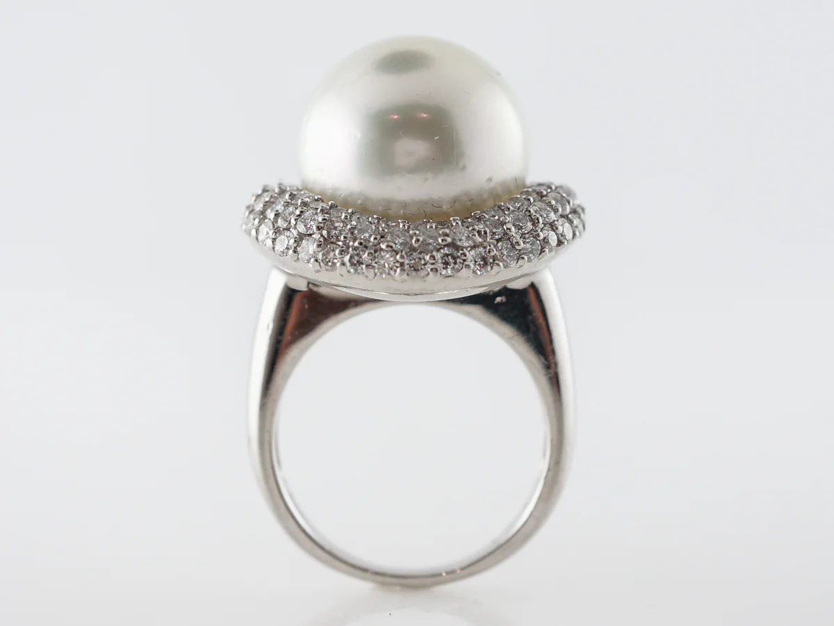 South Sea Pearl & Diamond Ring in Platinum - Image 4