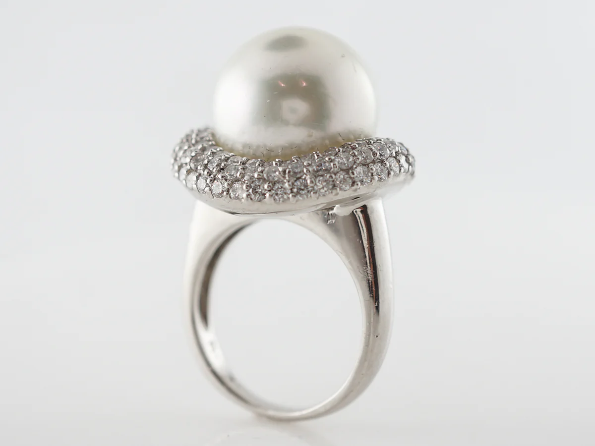South Sea Pearl & Diamond Ring in Platinum - Image 5