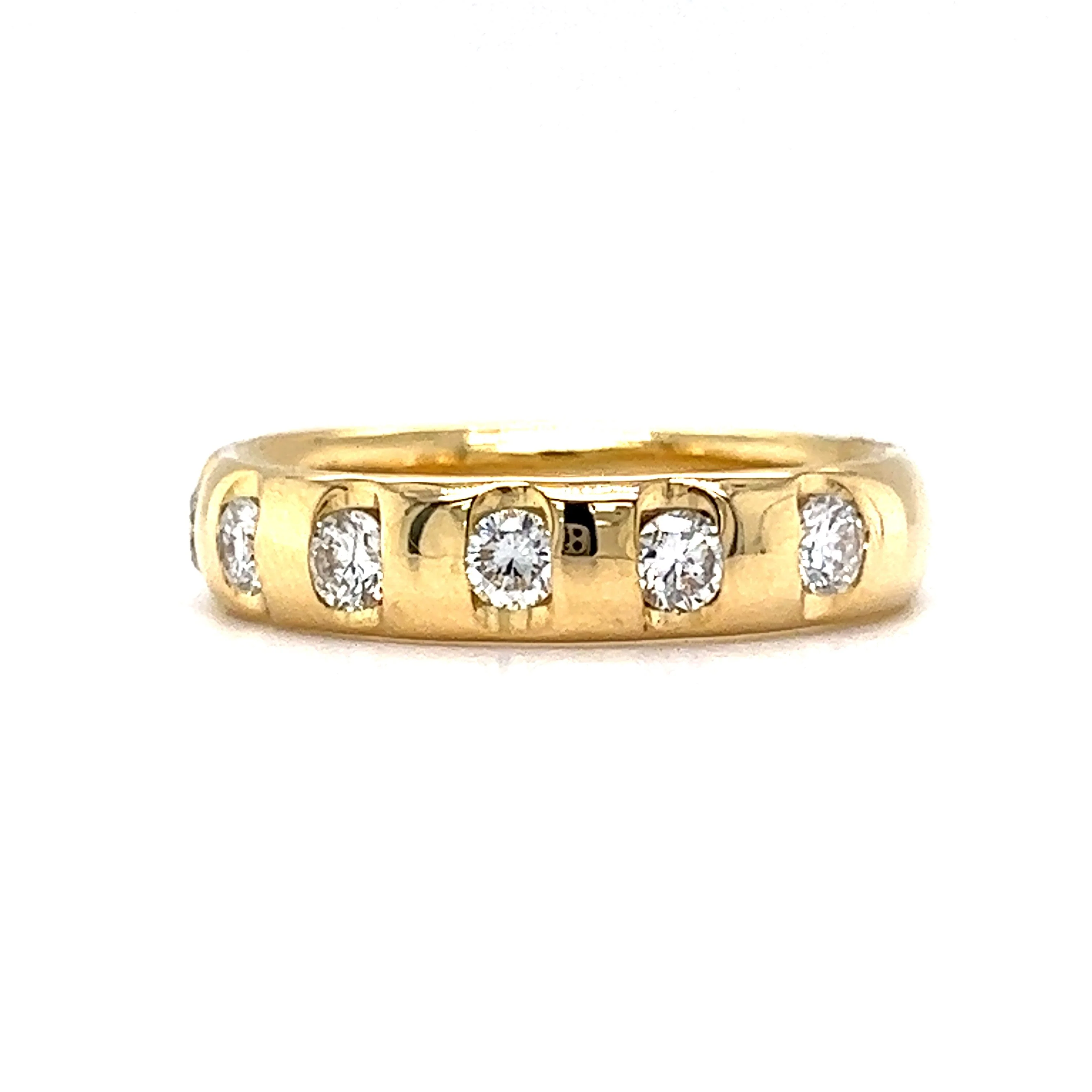 Spaced Out Flush Set Diamond Band in 18k Yellow Gold - Image 2