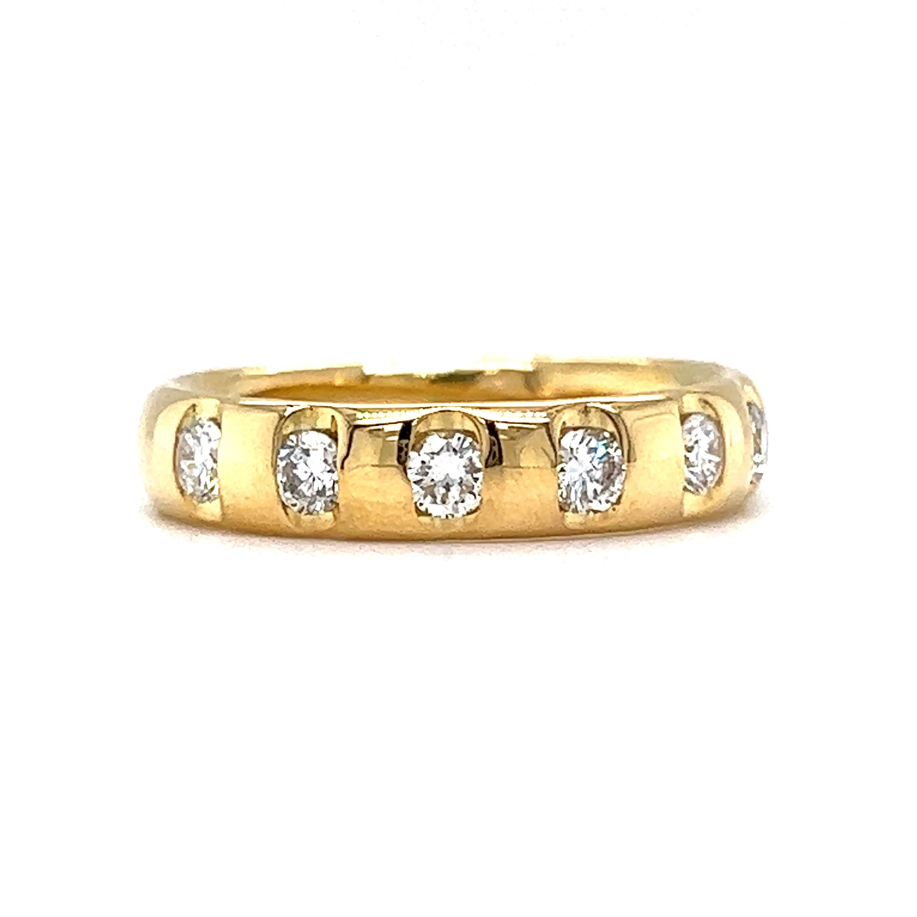 Spaced Out Flush Set Diamond Band in 18k Yellow Gold - Image 3