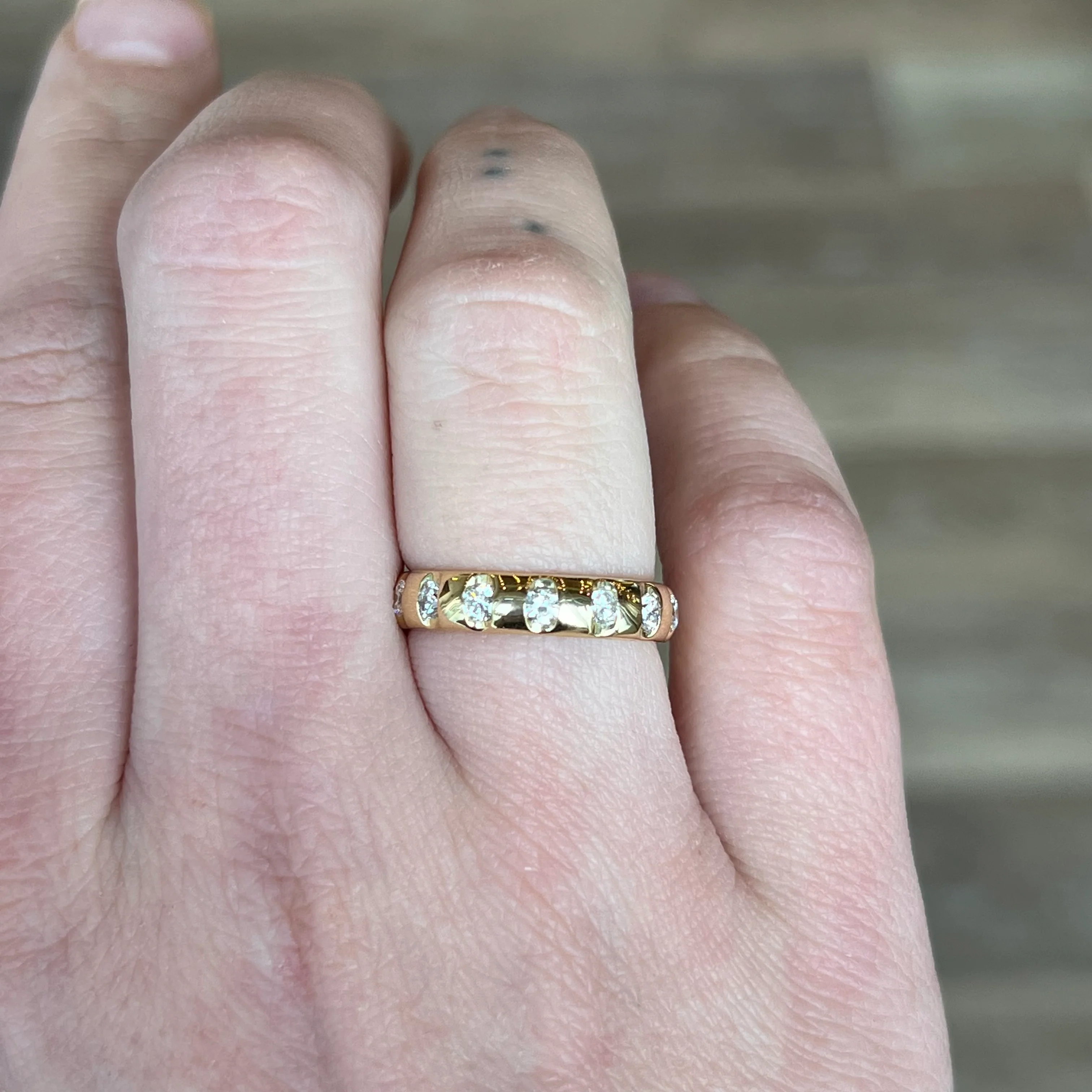 Spaced Out Flush Set Diamond Band in 18k Yellow Gold - Image 6