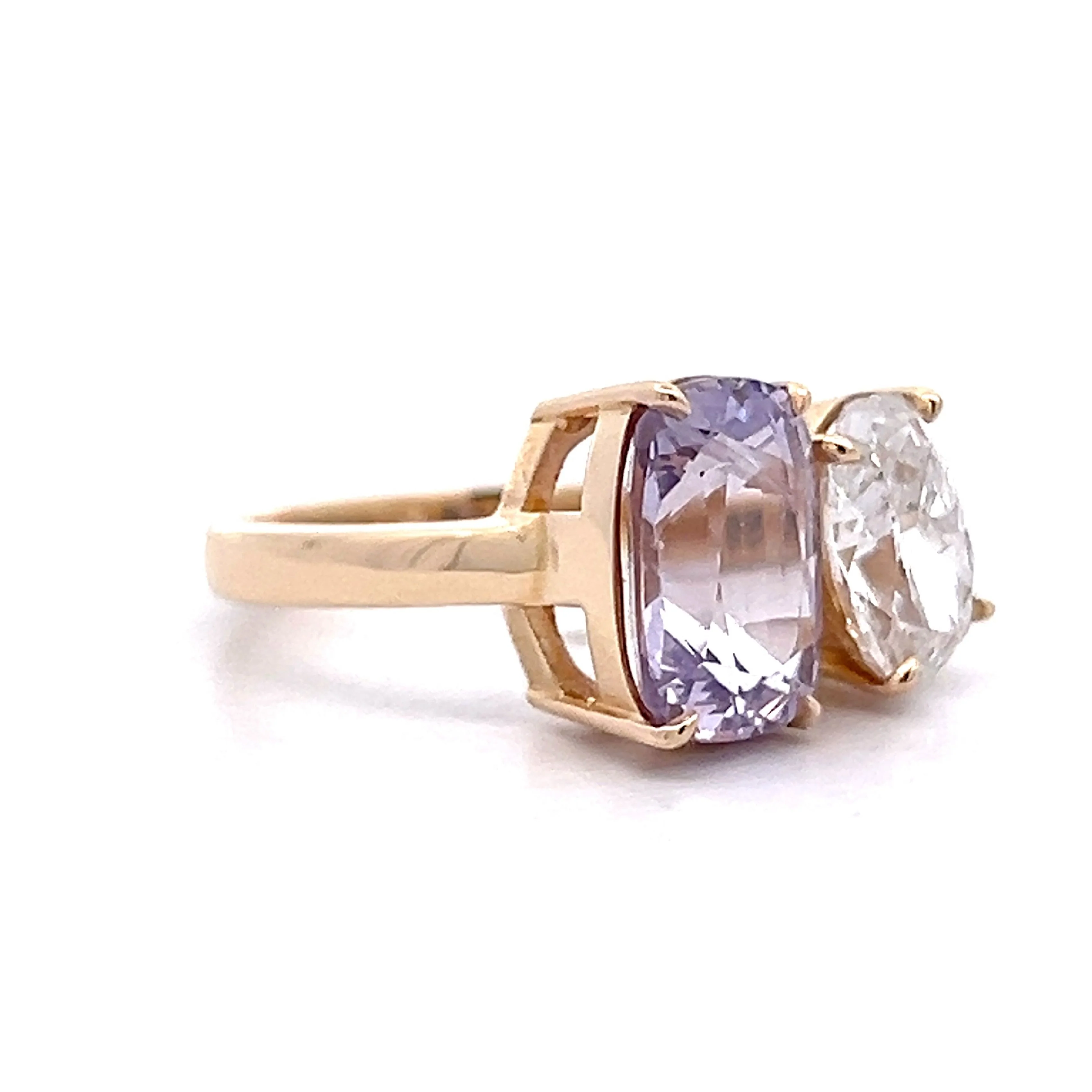 Spinel & Diamond Toi Et Moi Ring in 14k Yellow Gold - Image 3