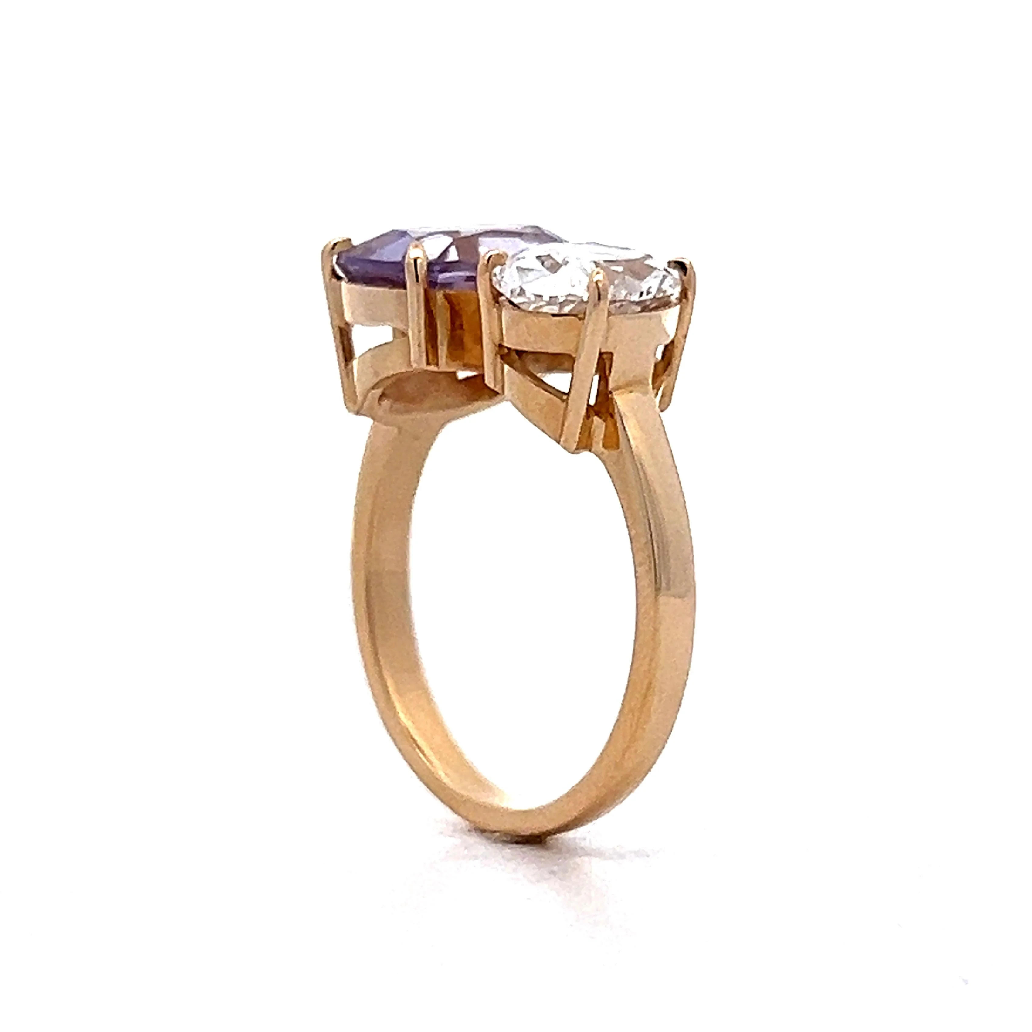 Spinel & Diamond Toi Et Moi Ring in 14k Yellow Gold - Image 5