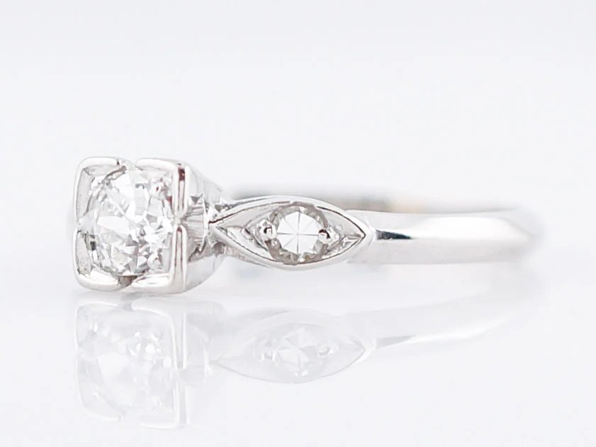 Square Antique Engagement Ring Late Art Deco Platinum - Image 2