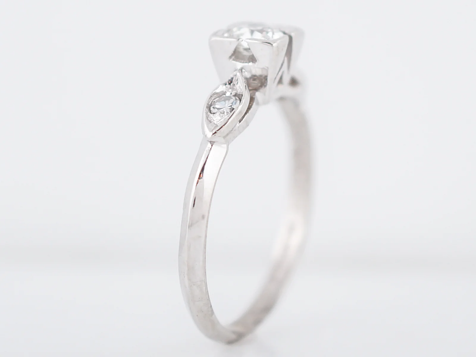 Square Antique Engagement Ring Late Art Deco Platinum - Image 5