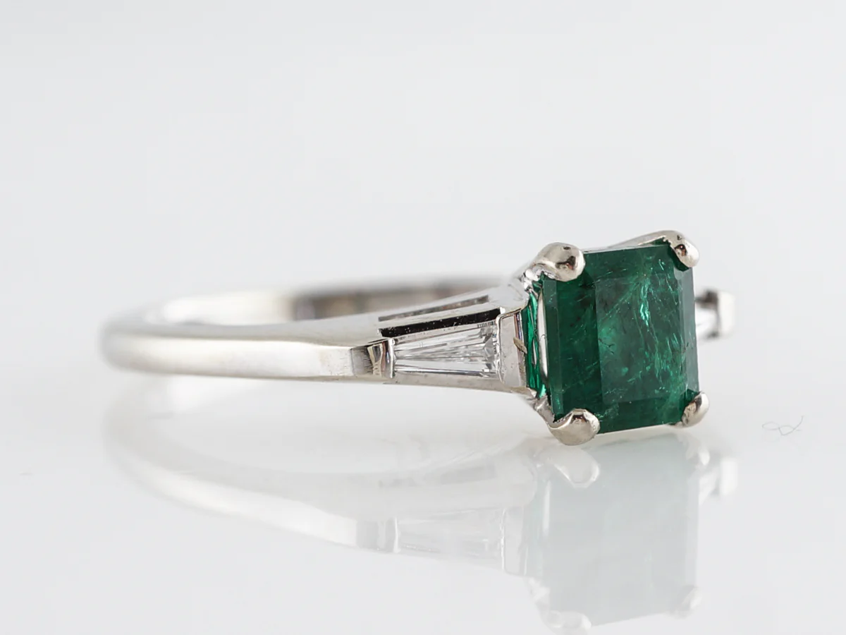 Square Cut Emerald Engagement Ring in 14k White Gold - Image 3