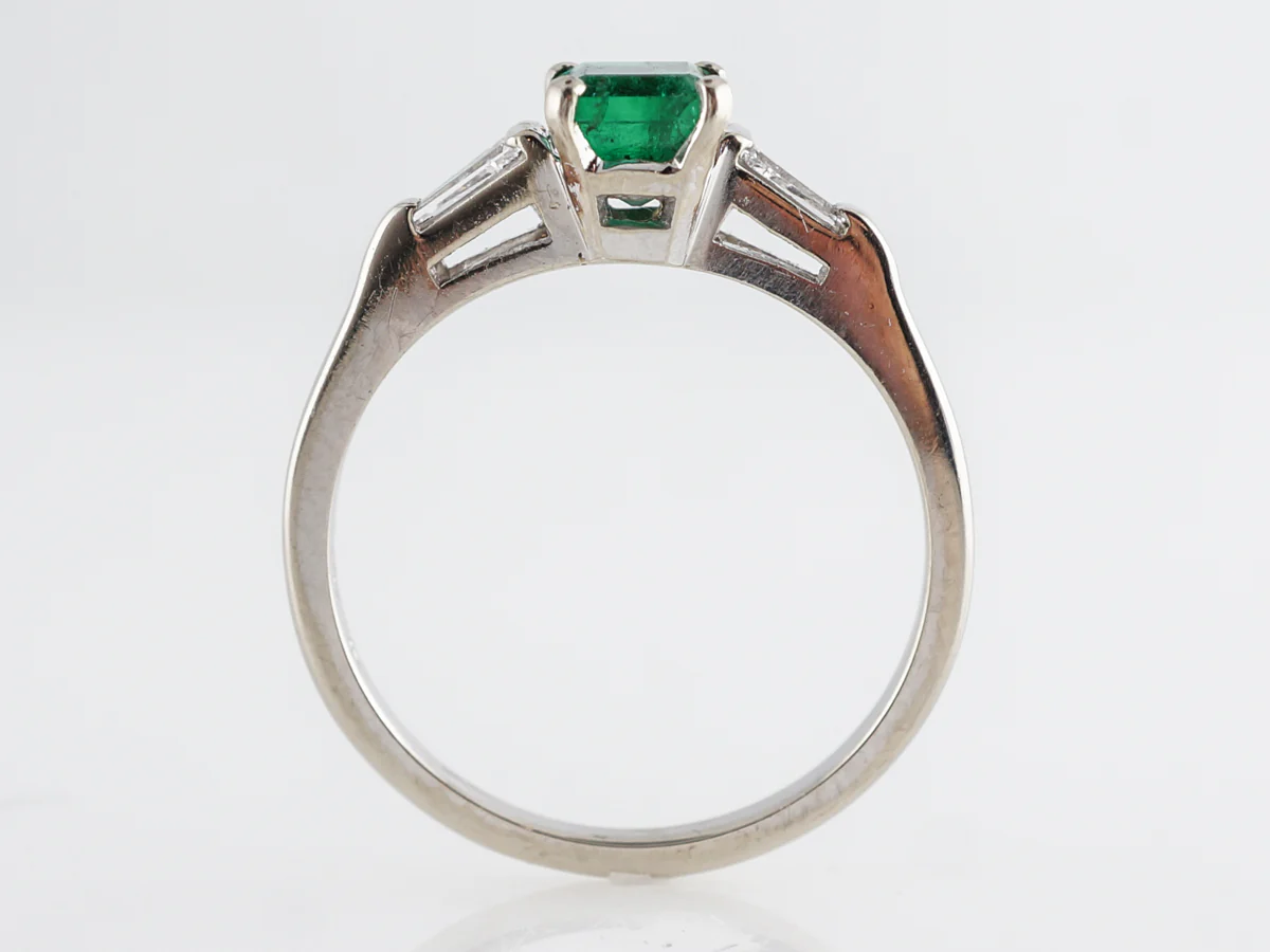 Square Cut Emerald Engagement Ring in 14k White Gold - Image 4