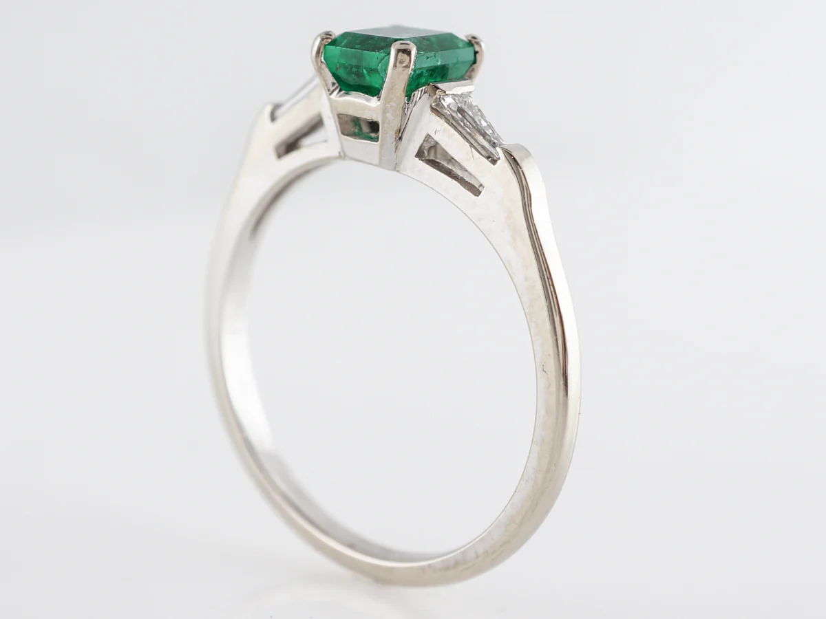 Square Cut Emerald Engagement Ring in 14k White Gold - Image 5