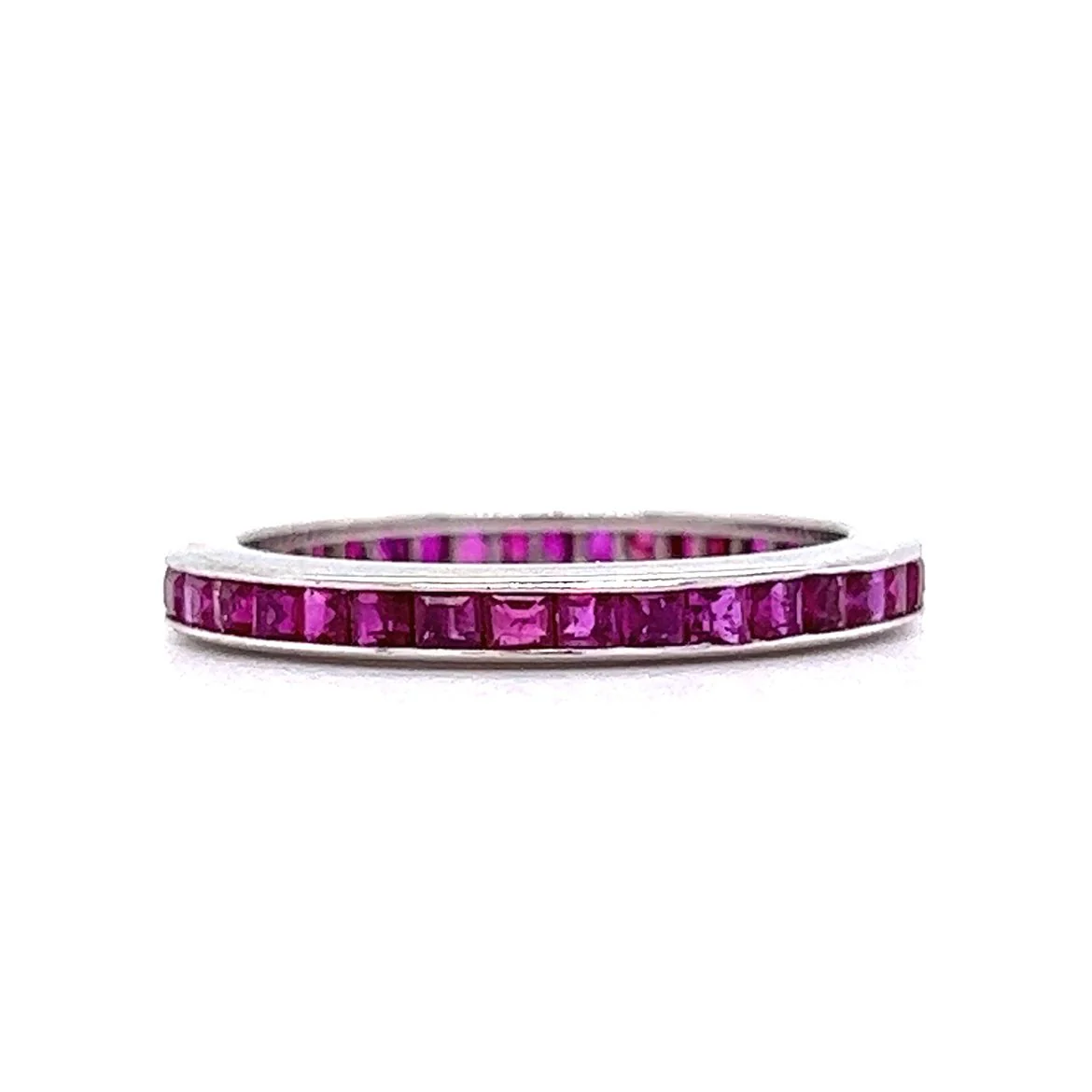 Square Cut Ruby Eternity Band in 14k White Gold - Image 2