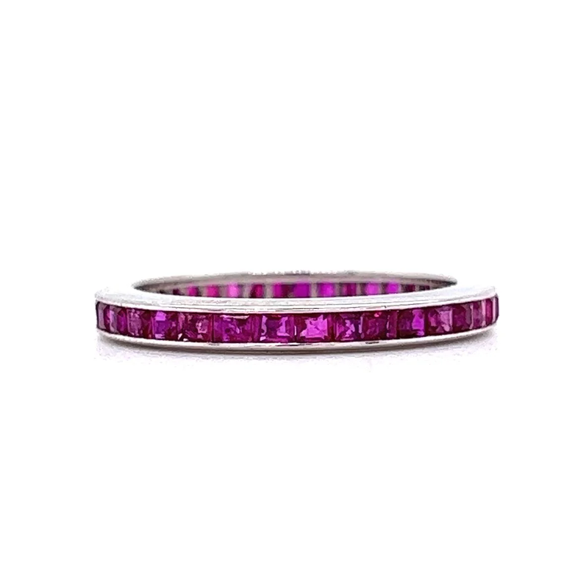 Square Cut Ruby Eternity Band in 14k White Gold - Image 3