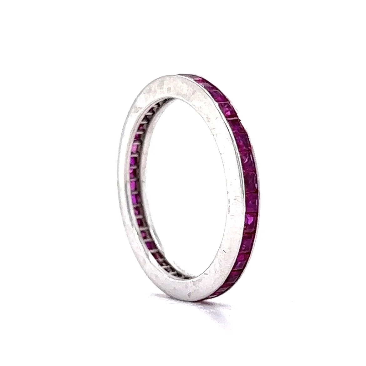 Square Cut Ruby Eternity Band in 14k White Gold - Image 5