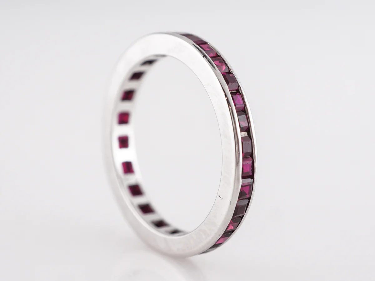 Square Cut Ruby Eternity Band in White Gold - Image 2