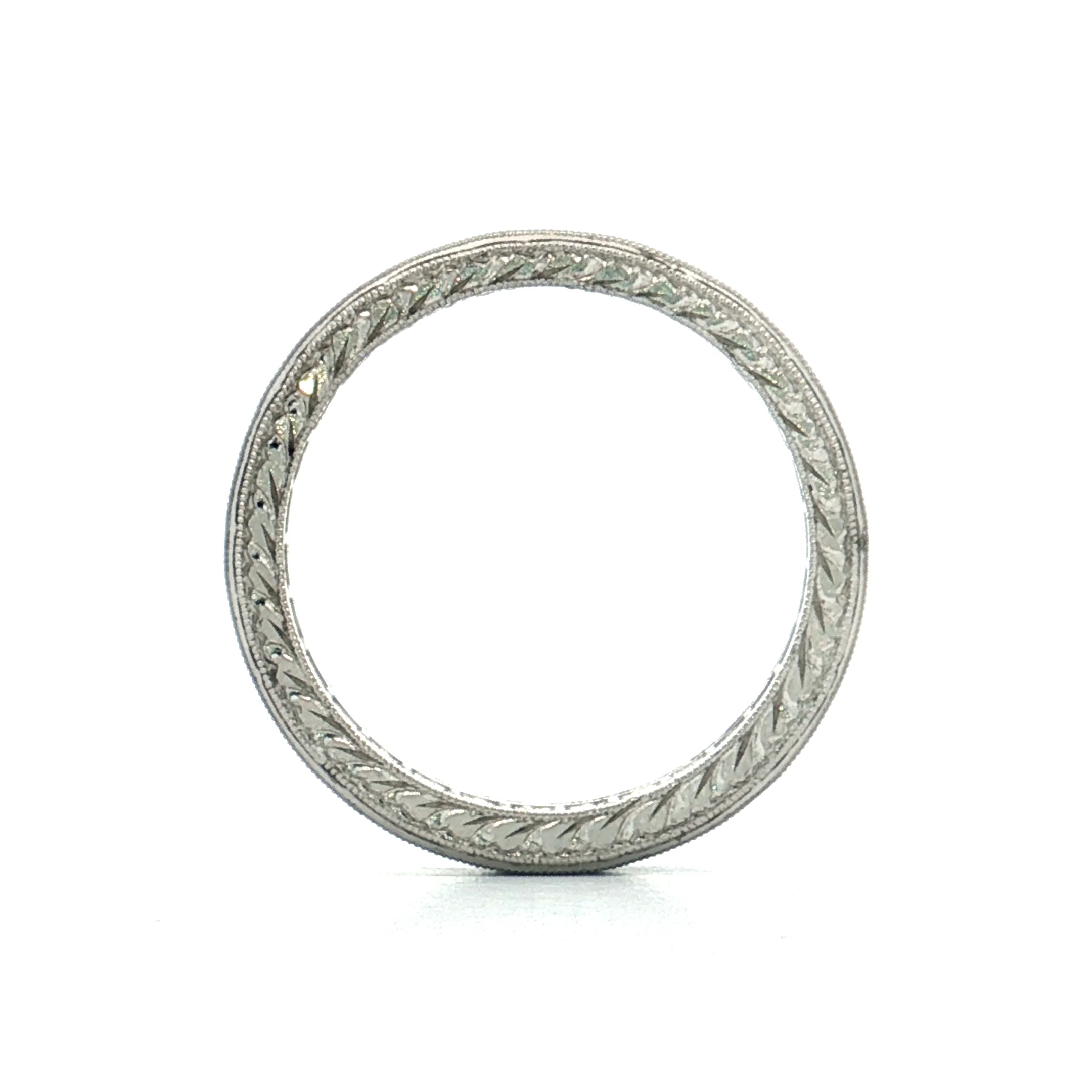 Square Cut Sapphire & RBC Diamond Wedding Band Platinum - Image 5