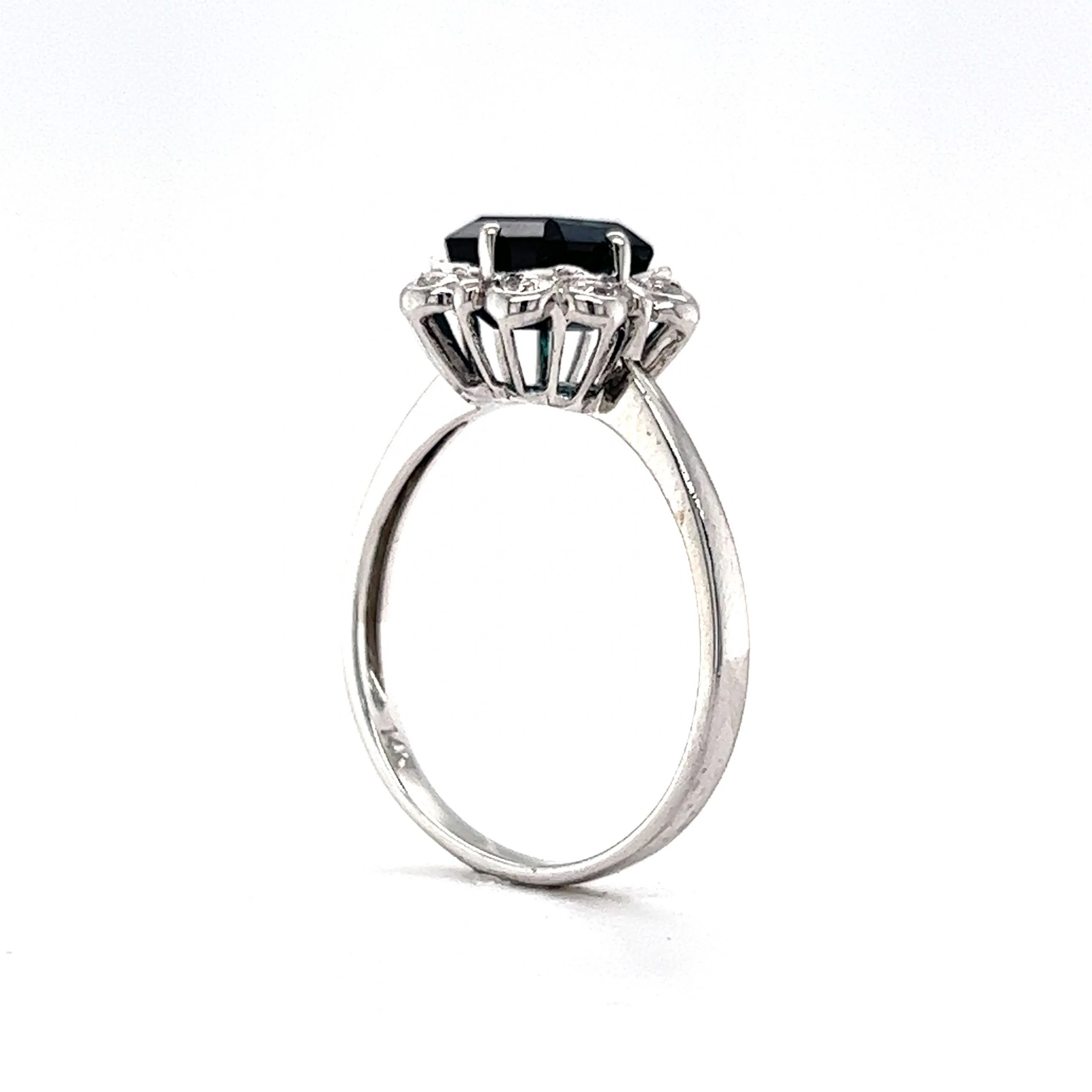 Square Cut Tourmaline & Diamond Cocktail Ring in 14k White Gold - Image 5