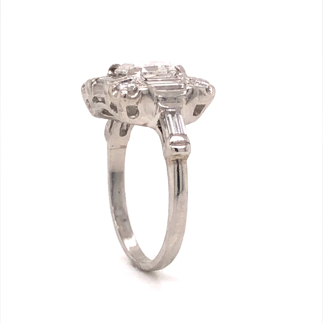 Square Emerald Cut Diamond Cocktail Ring in Platinum - Image 4