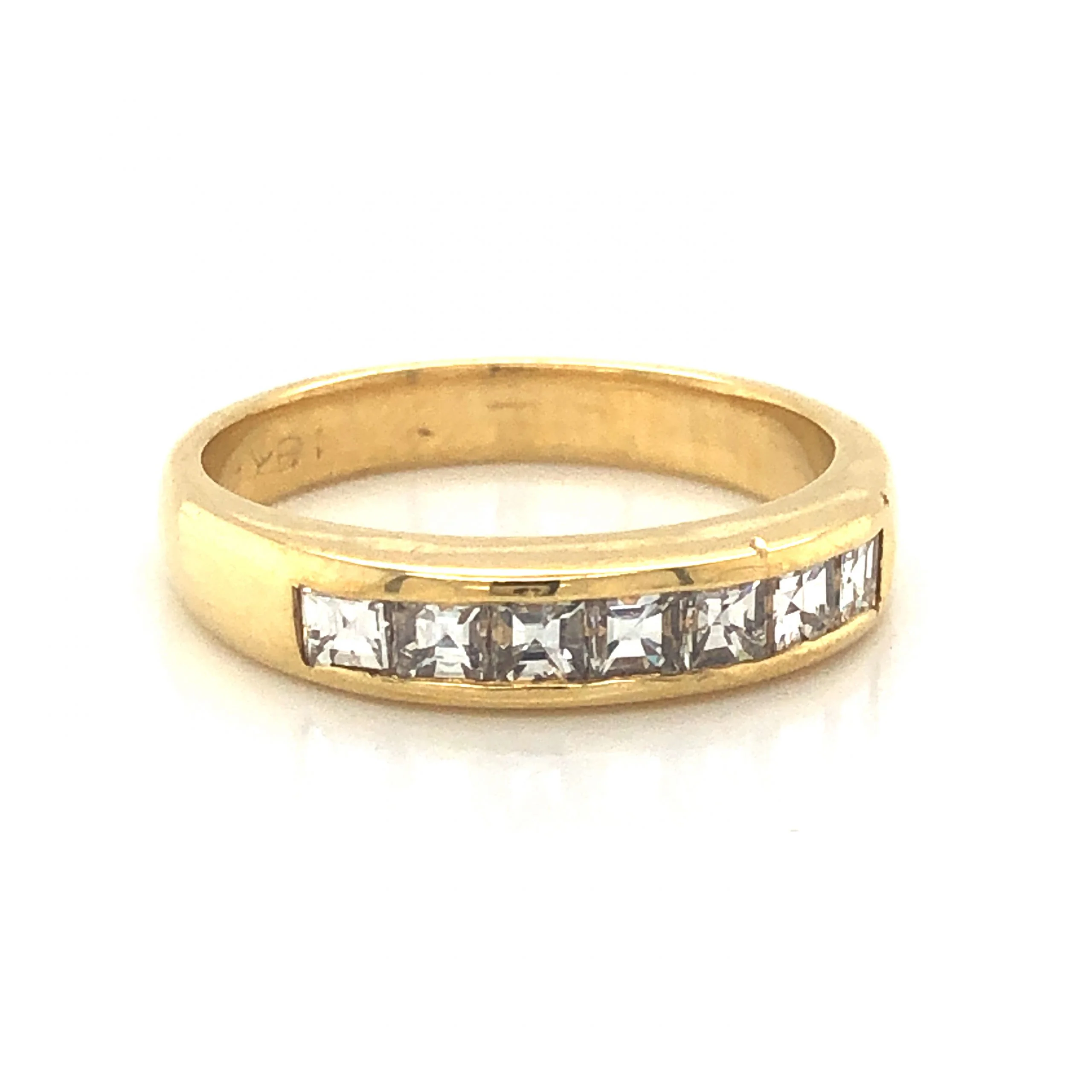 Square Step Cut Diamond Wedding Band in 18k Yellow Gold - Image 3
