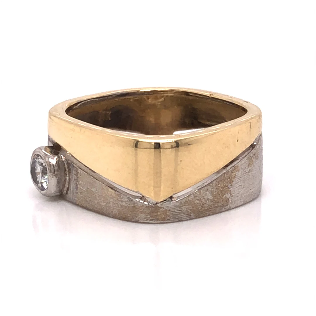 Squared Two Tone Diamond Accent Ring in 14k - Image 2