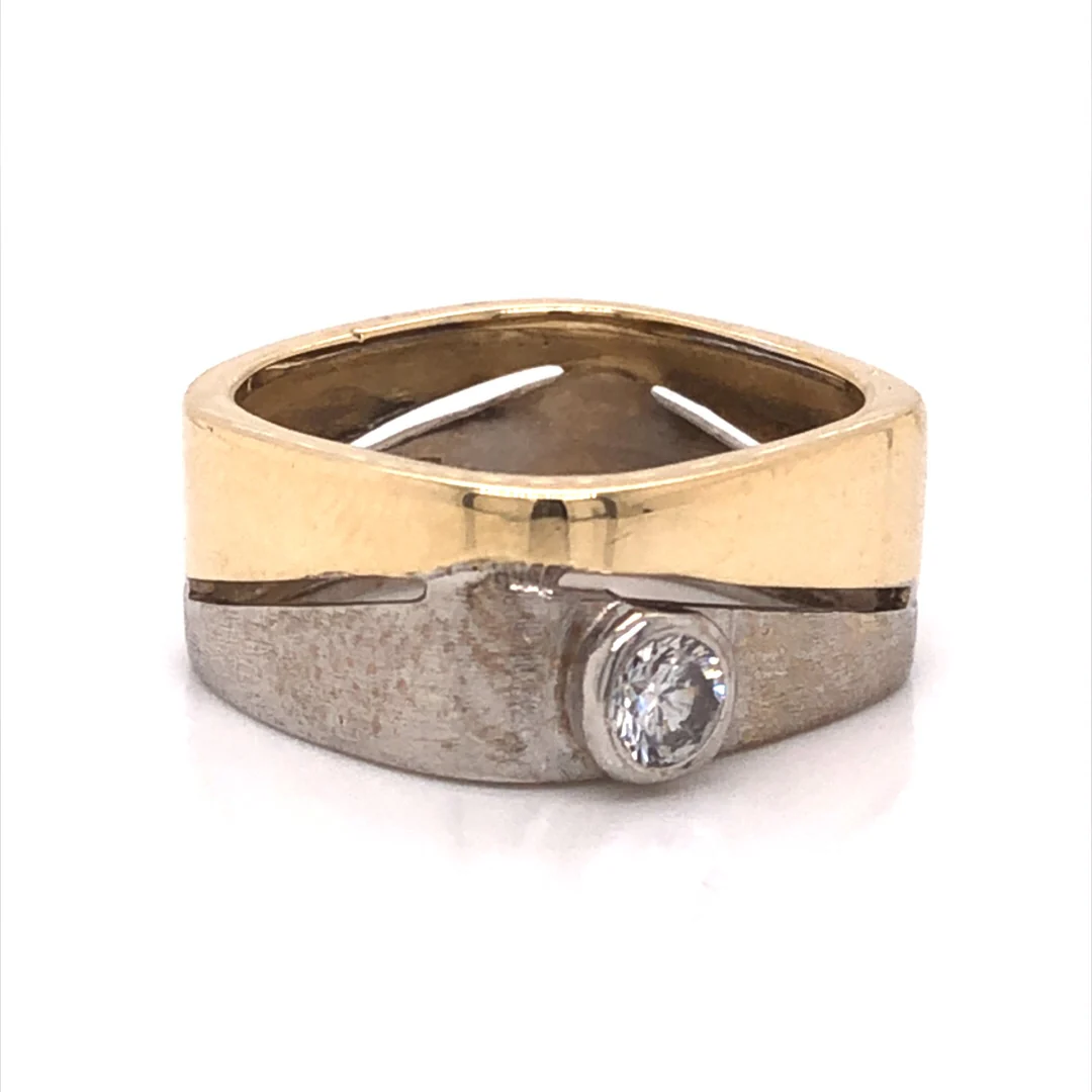 Squared Two Tone Diamond Accent Ring in 14k - Image 3