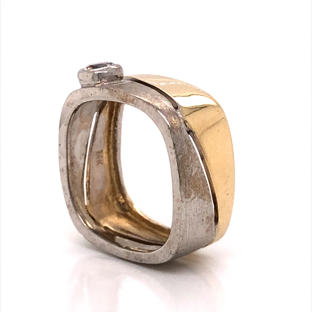 Squared Two Tone Diamond Accent Ring in 14k - Image 5