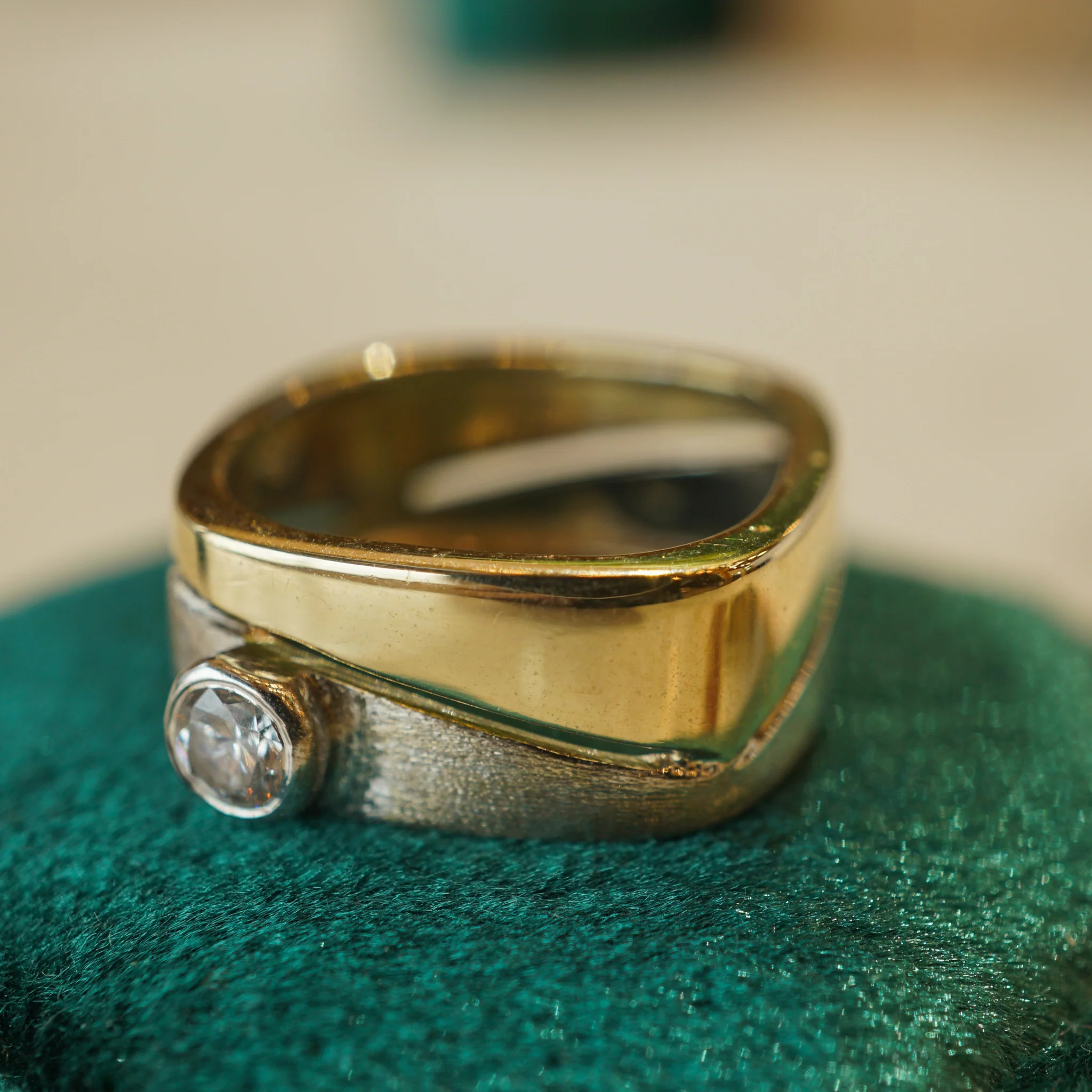 Squared Two Tone Diamond Accent Ring in 14k - Image 6