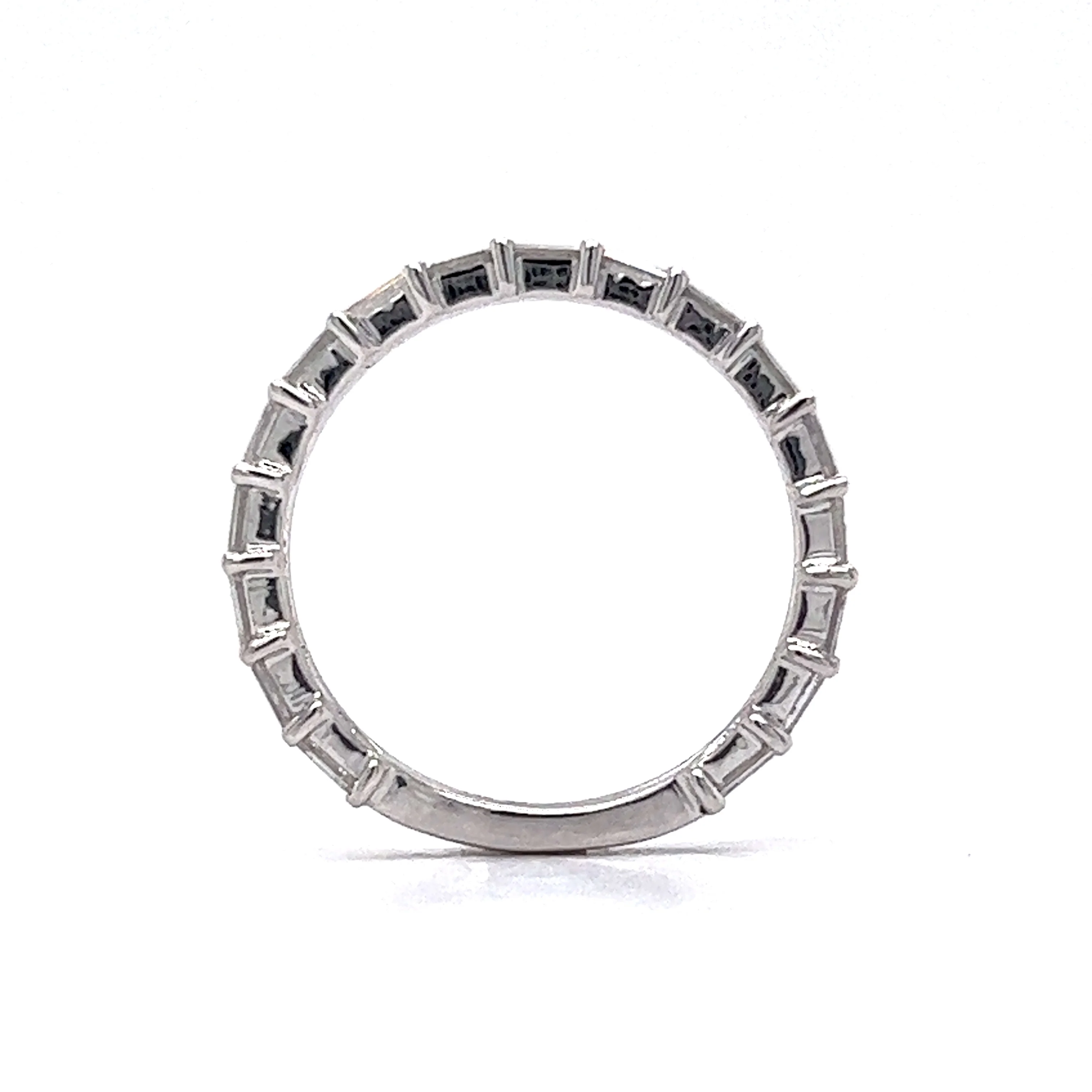 Stacked Baguette & Round Diamond Ring in 14k White Gold - Image 4