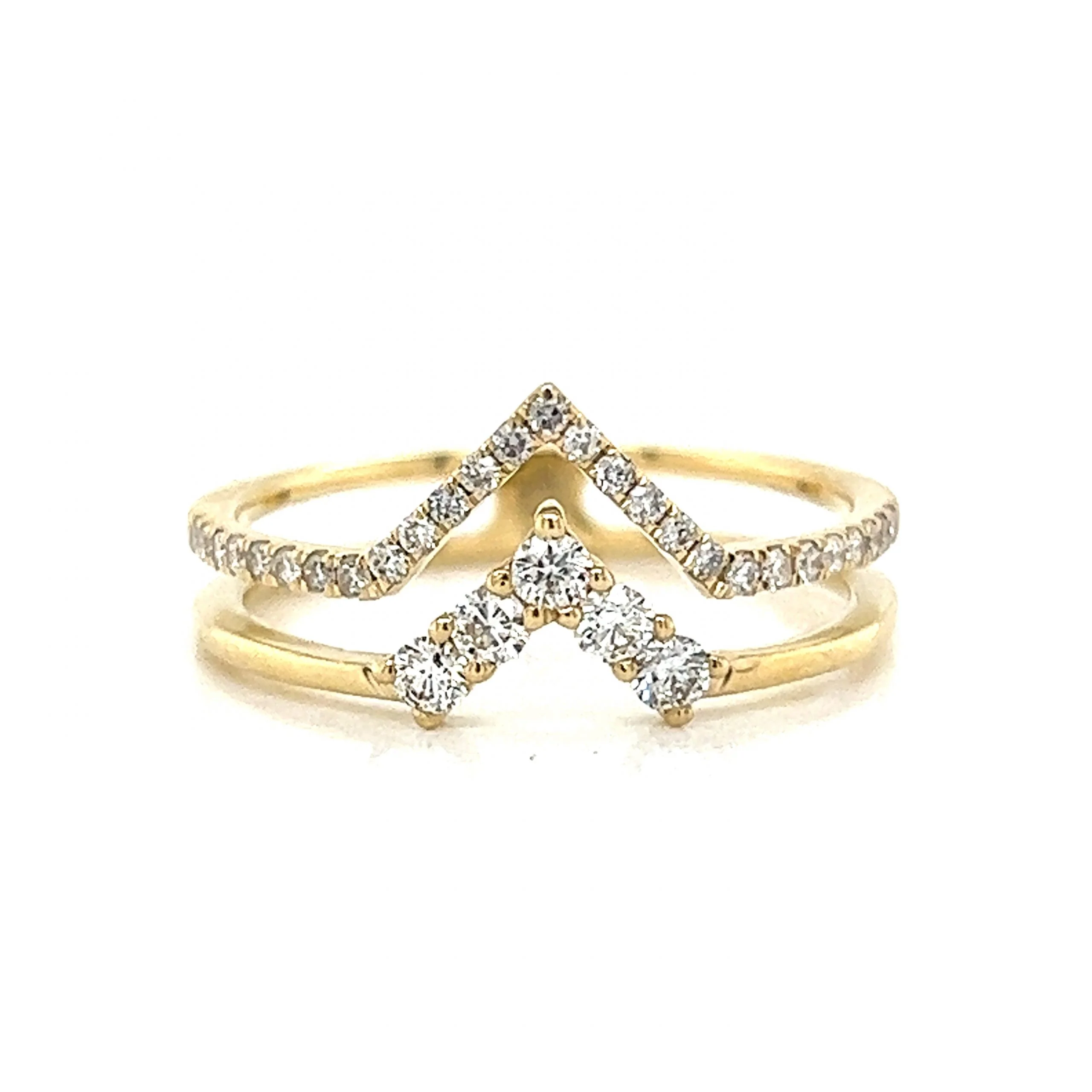 Stacked Contoured Diamond Wedding Band in 14k Yellow Gold