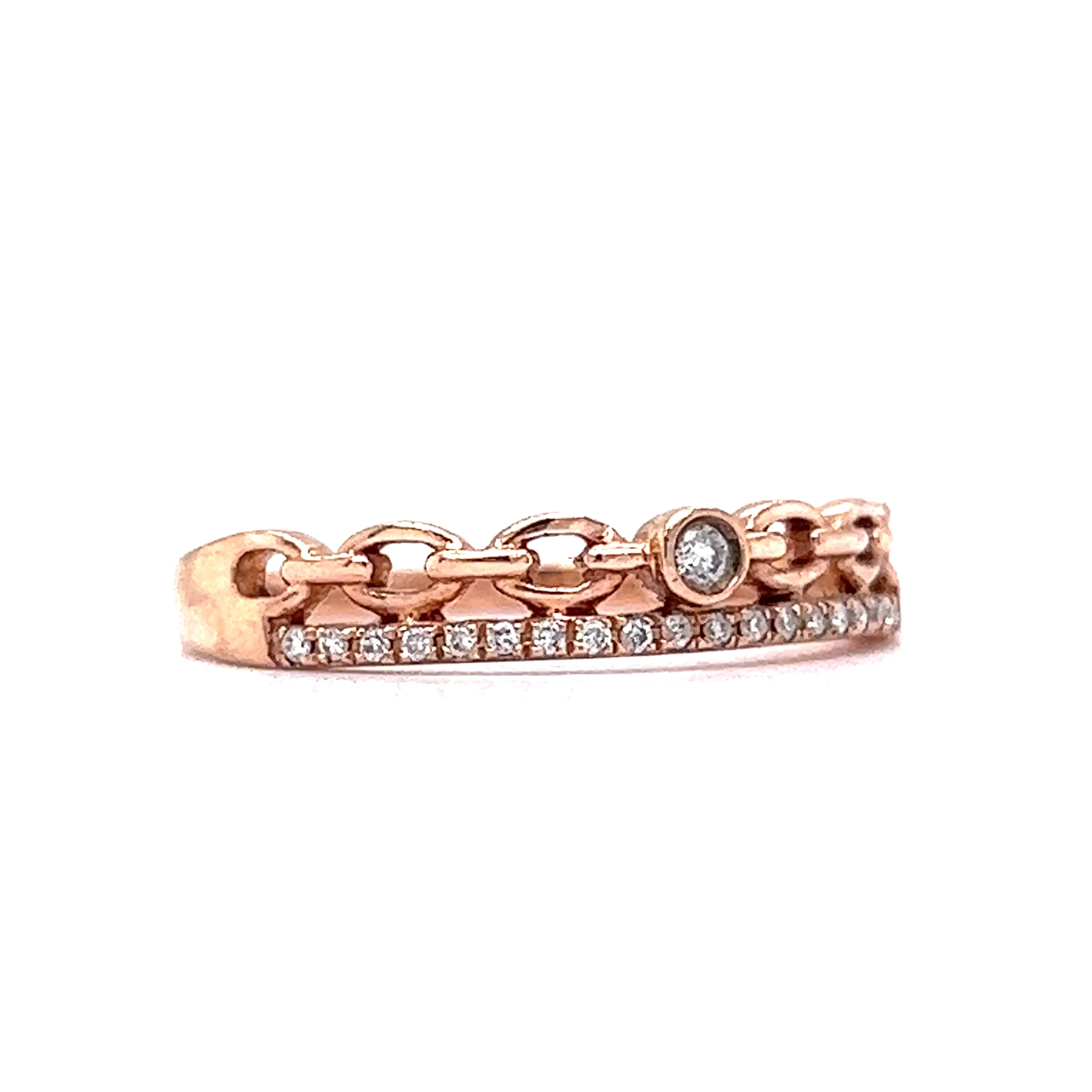 Stacked Diamond Chain Ring in 14k Rose Gold - Image 3
