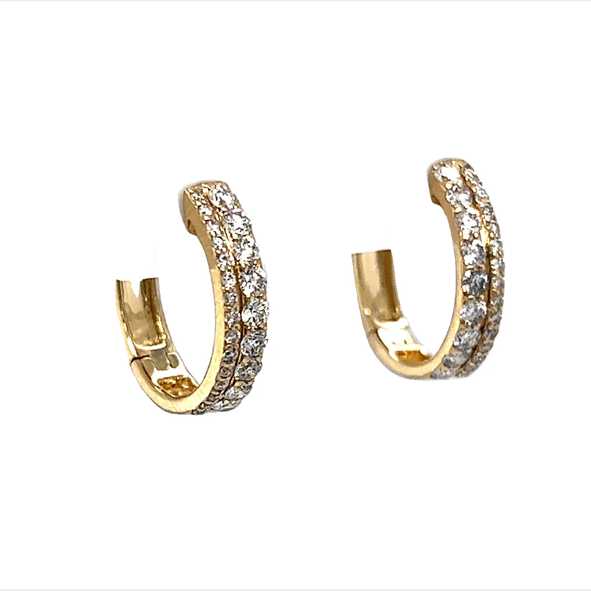 Stacked Diamond Everyday Hoop Earrings in 14k Yellow Gold - Image 3