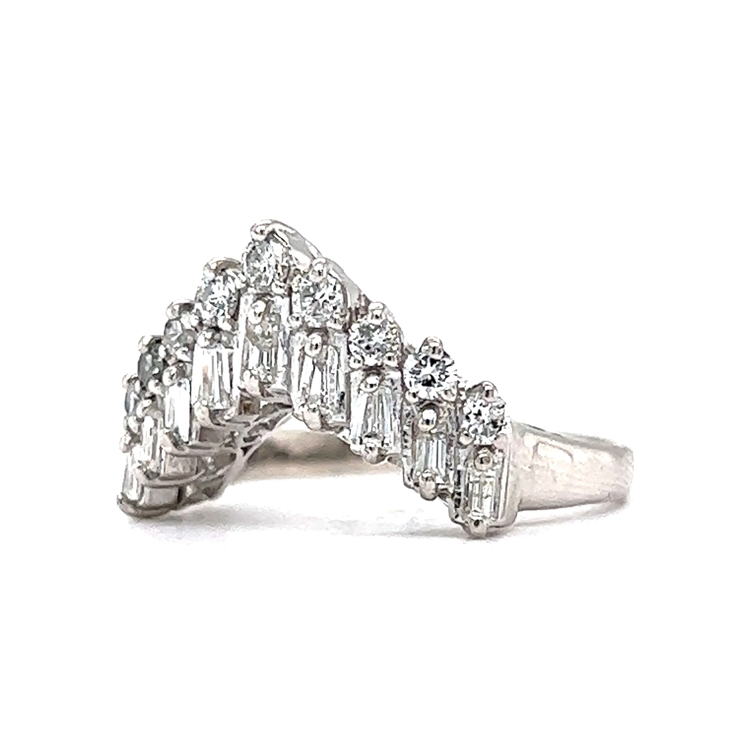Stacked Diamond Tiara Wedding Band in Platinum - Image 2
