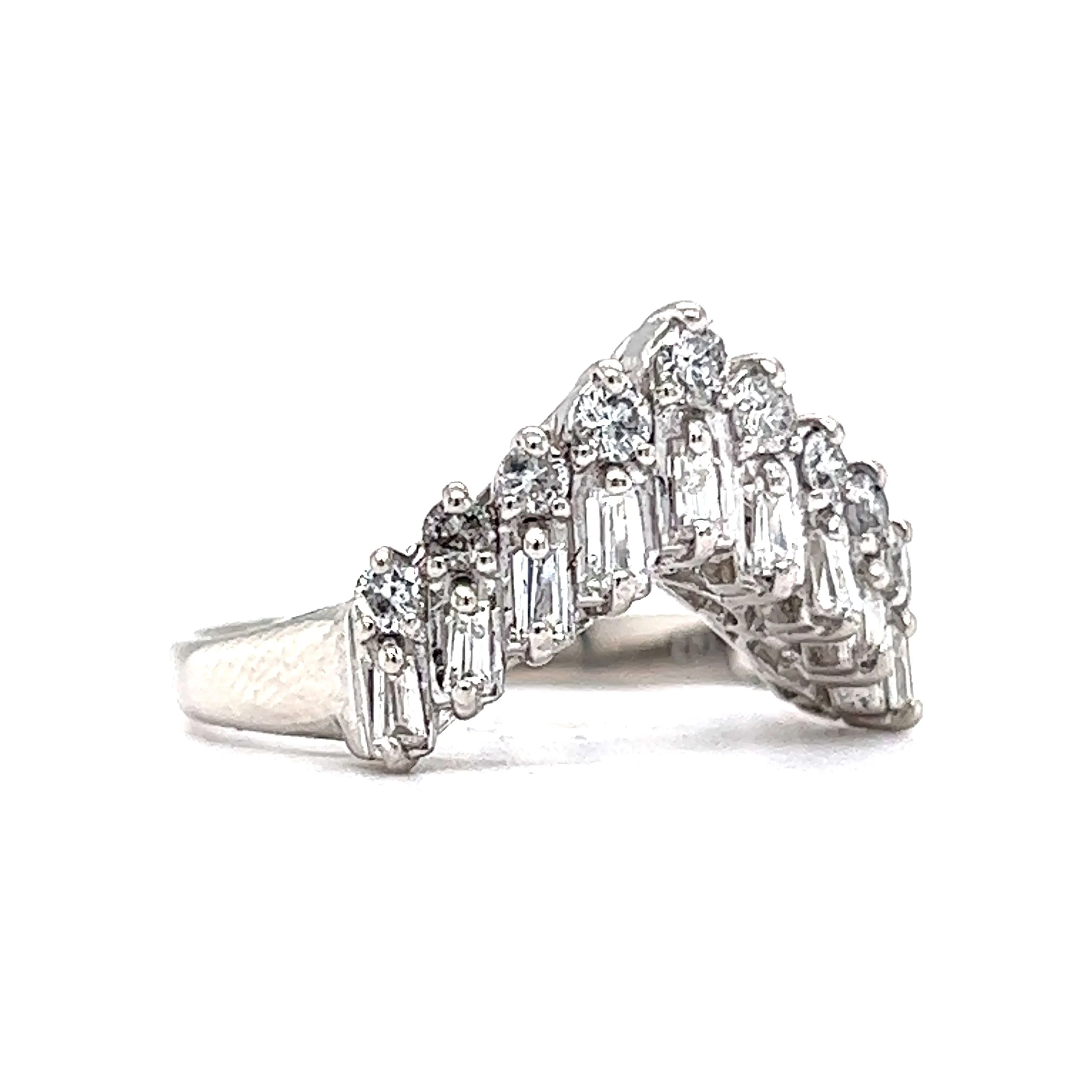 Stacked Diamond Tiara Wedding Band in Platinum - Image 3