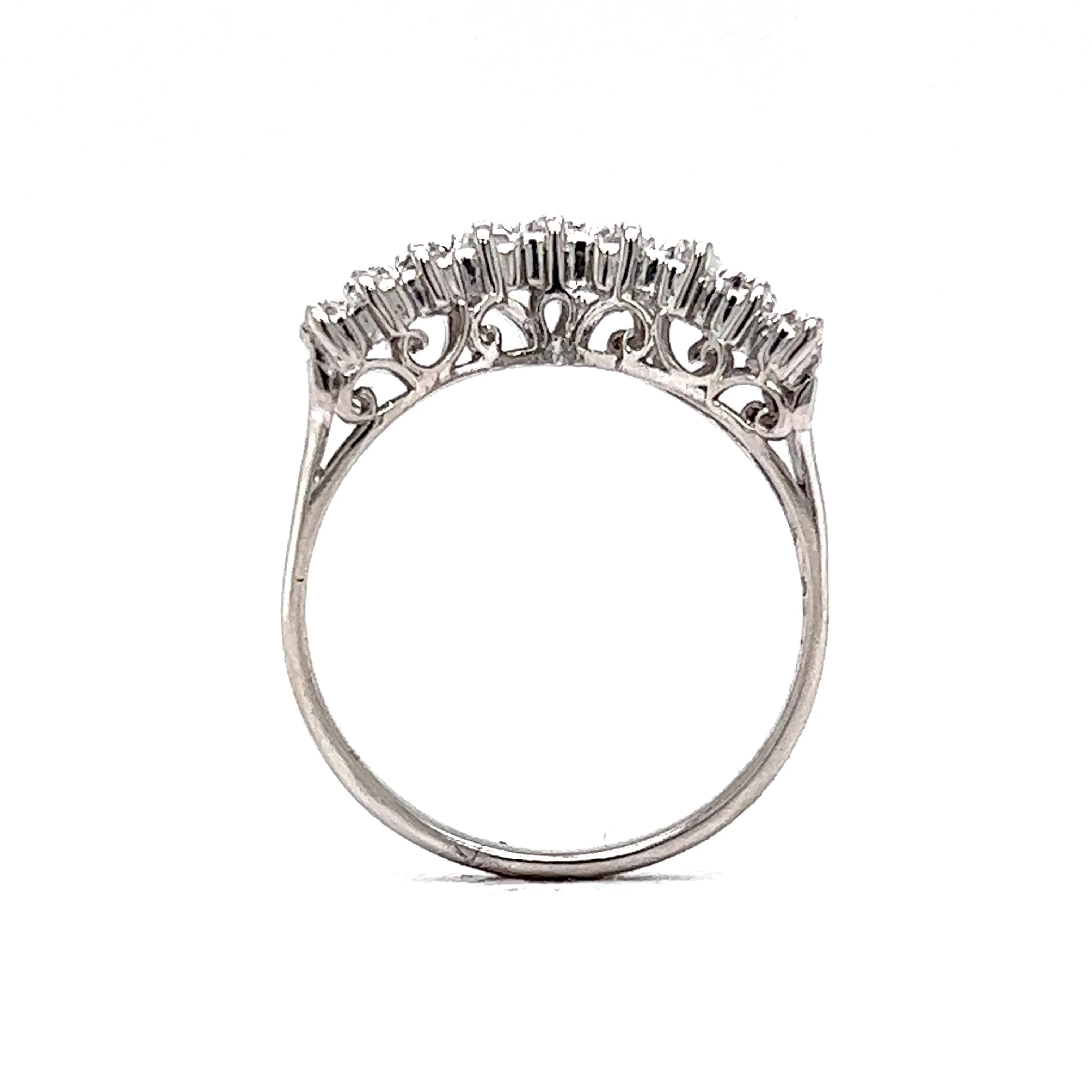Stacked Diamond Tiara Wedding Band in Platinum - Image 4