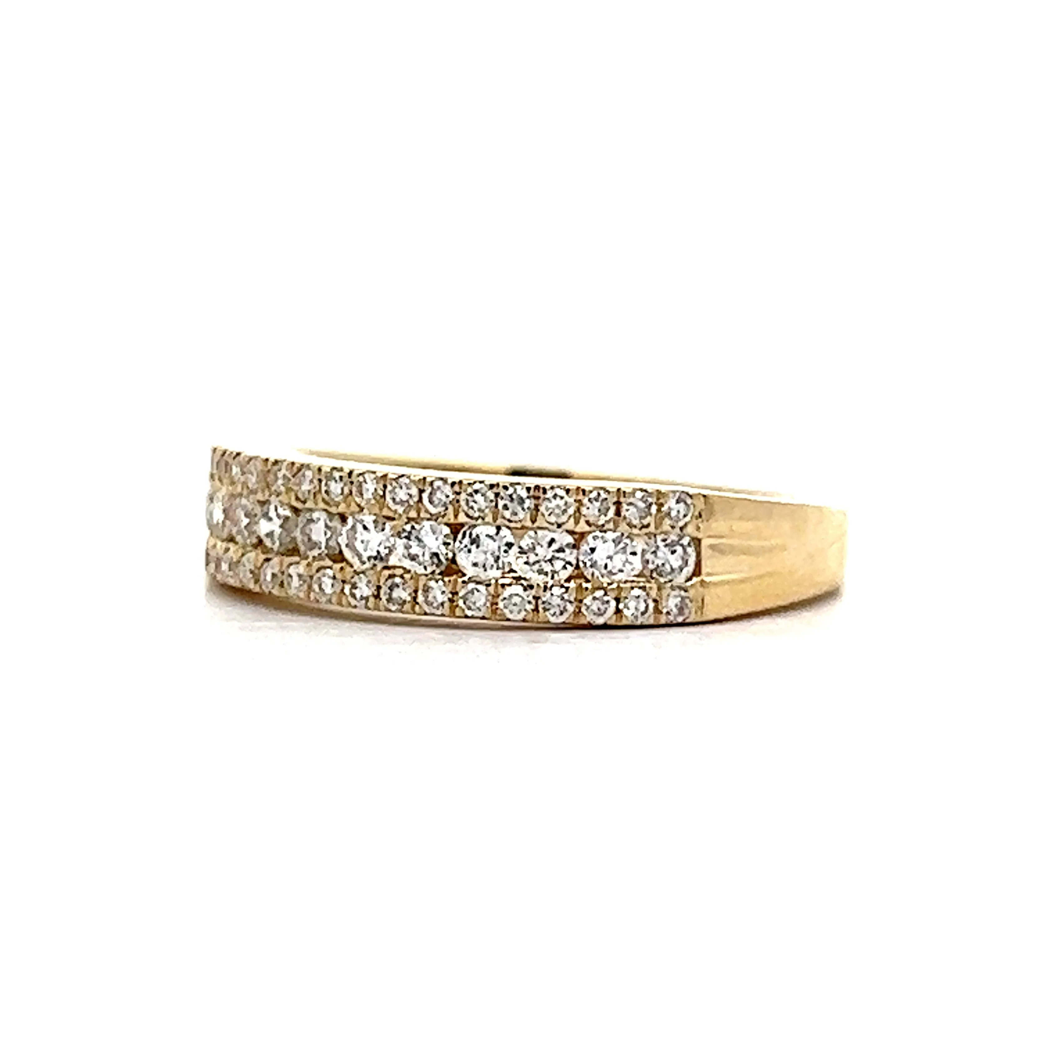 Stacked Pave Diamond Cocktail Ring 14k Yellow Gold - Image 2