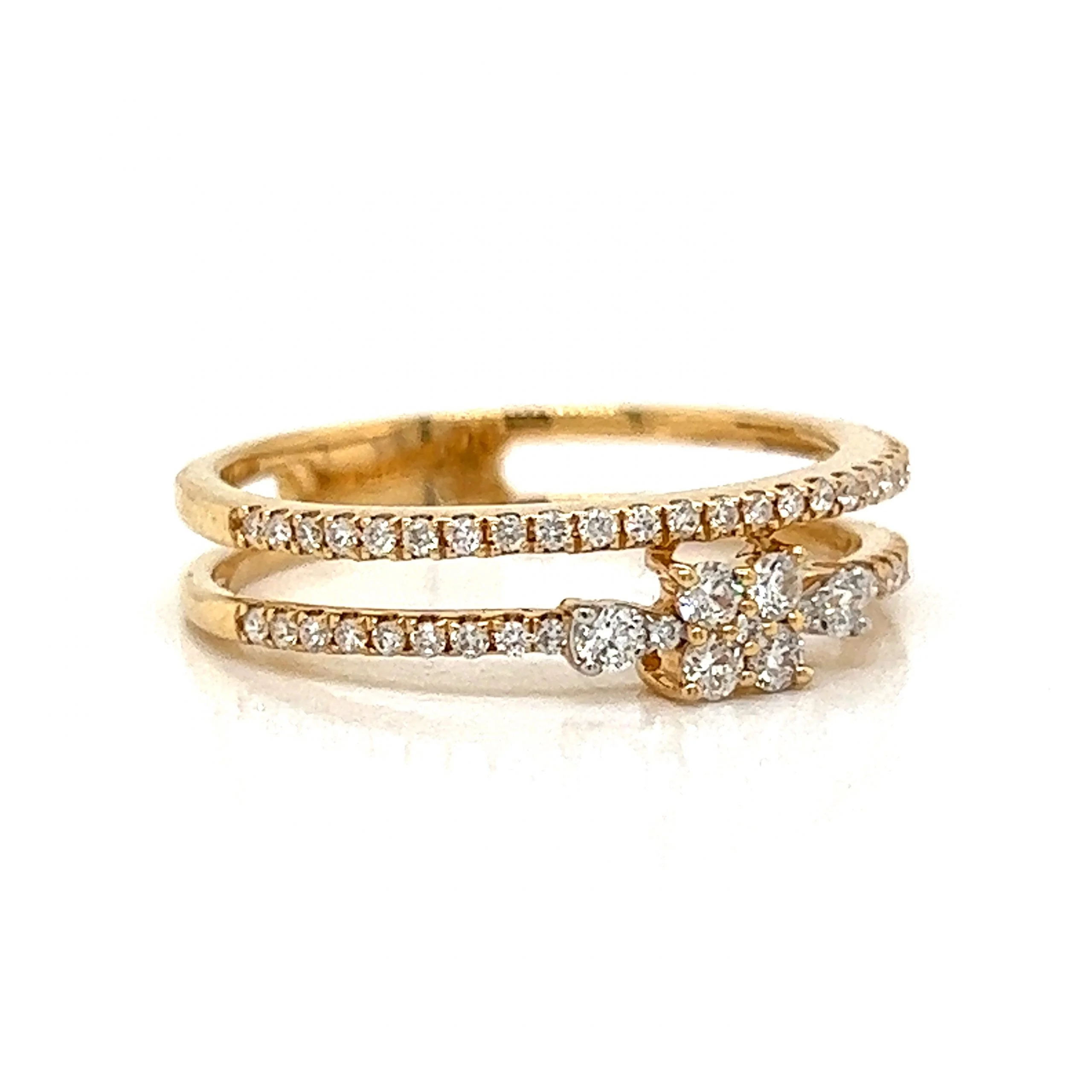 Stacked Pave Diamond Ring in 18k Yellow Gold - Image 3
