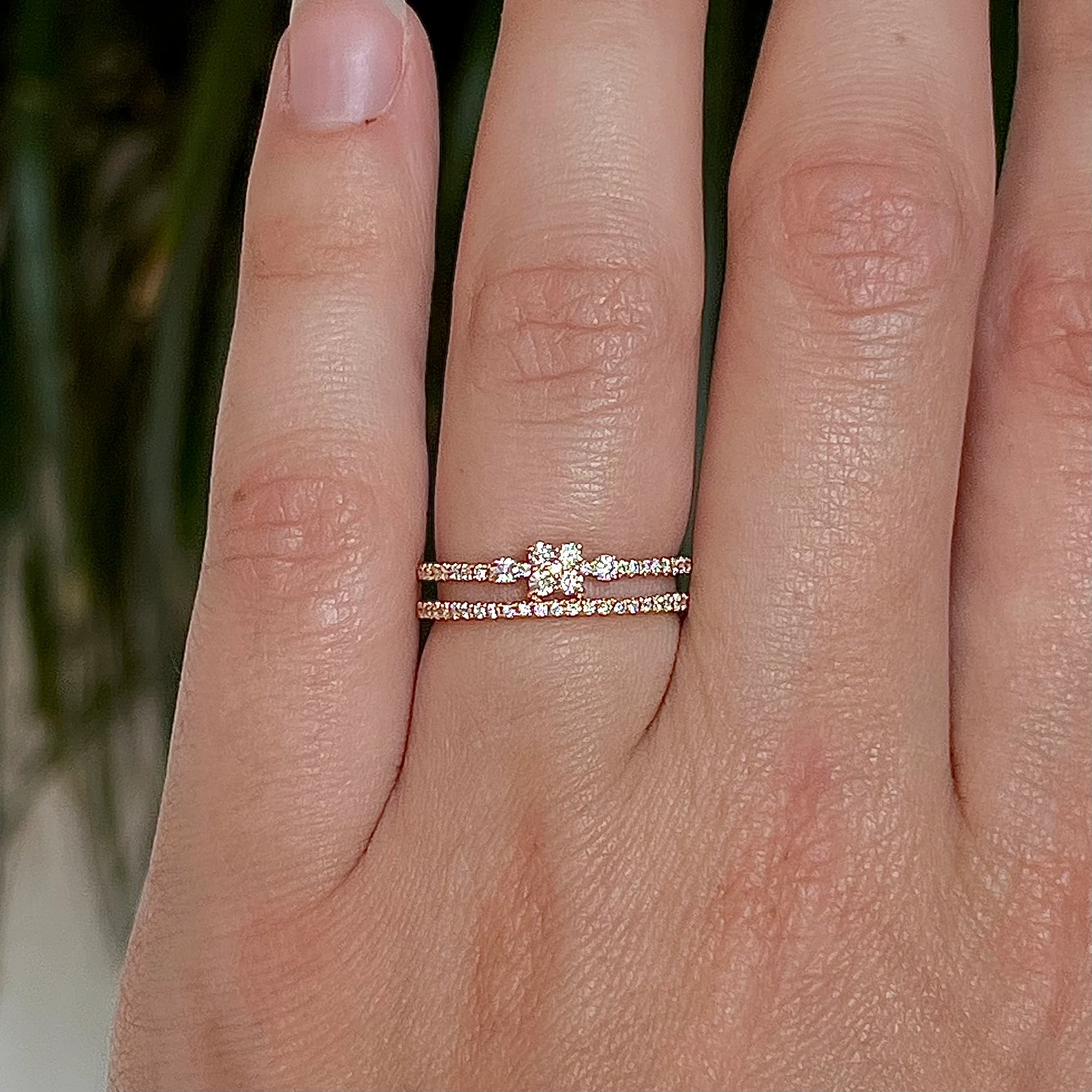 Stacked Pave Diamond Ring in 18k Yellow Gold - Image 6