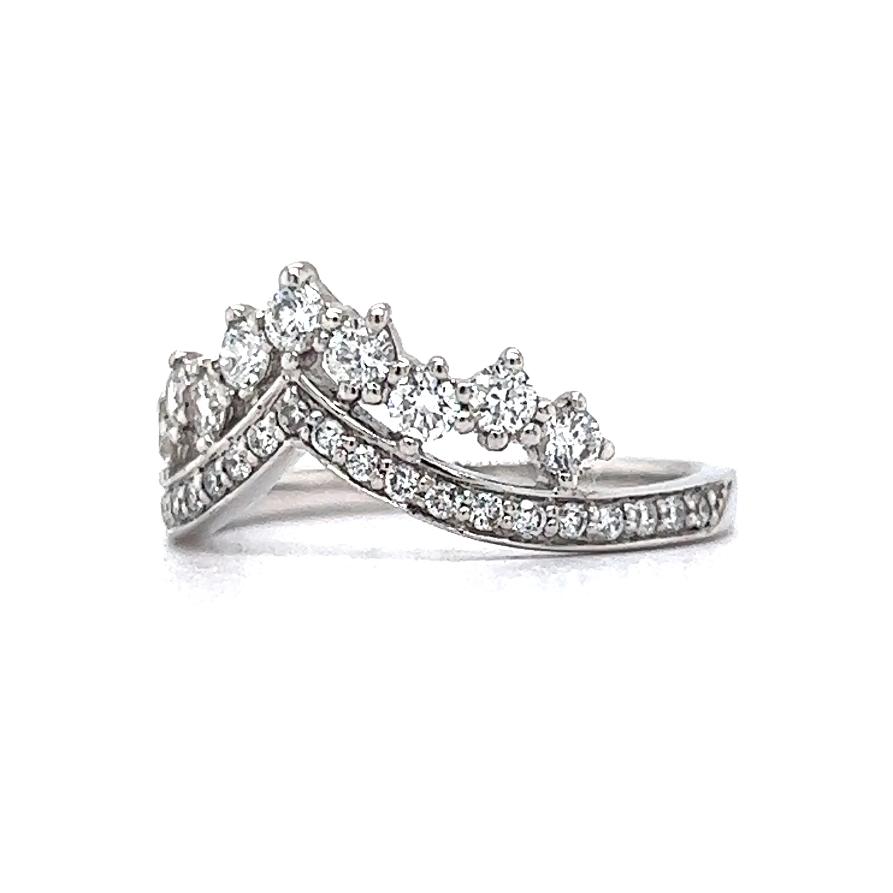 Stacked Tiara Diamond Wedding Band in 14k White Gold - Image 2